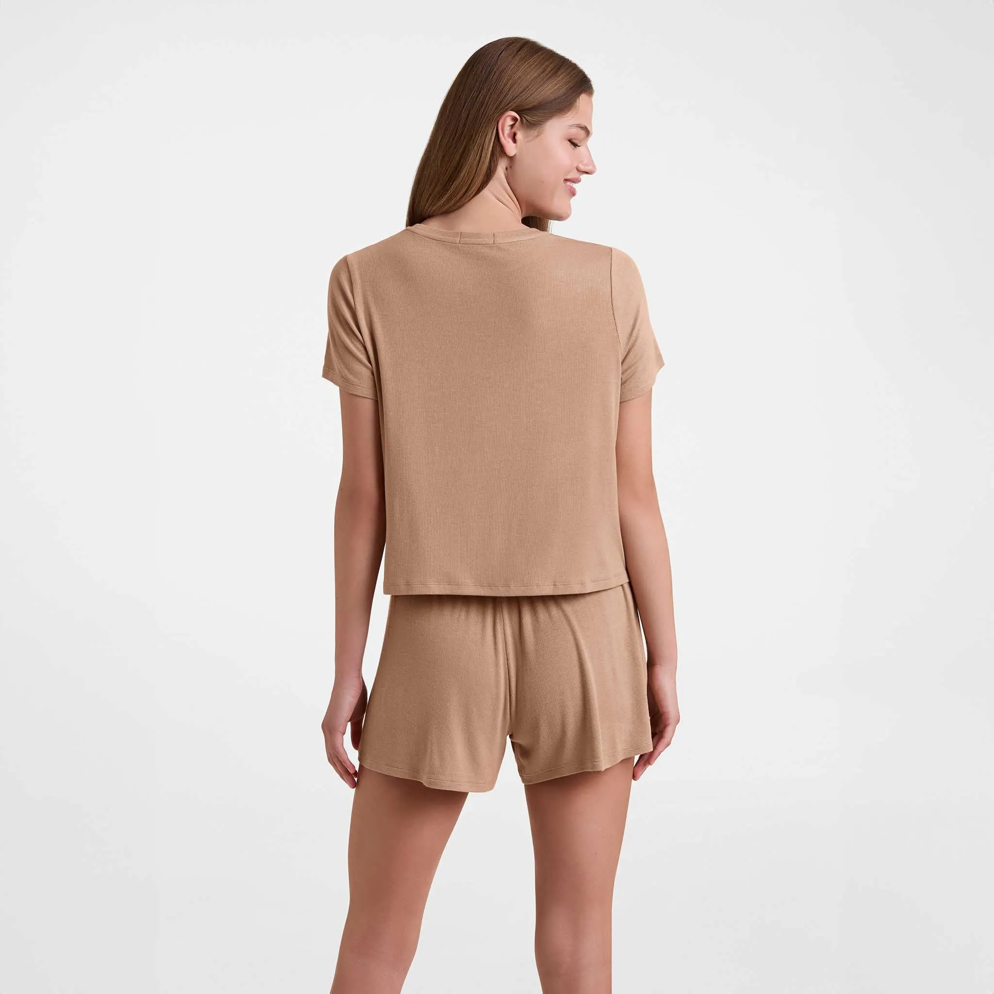 Ribbed Pajama Short Set | Cinnamon sold by nuuds product image thumbnail 4