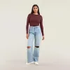 Slinky Rib Shirt | Merlot sold by nuuds