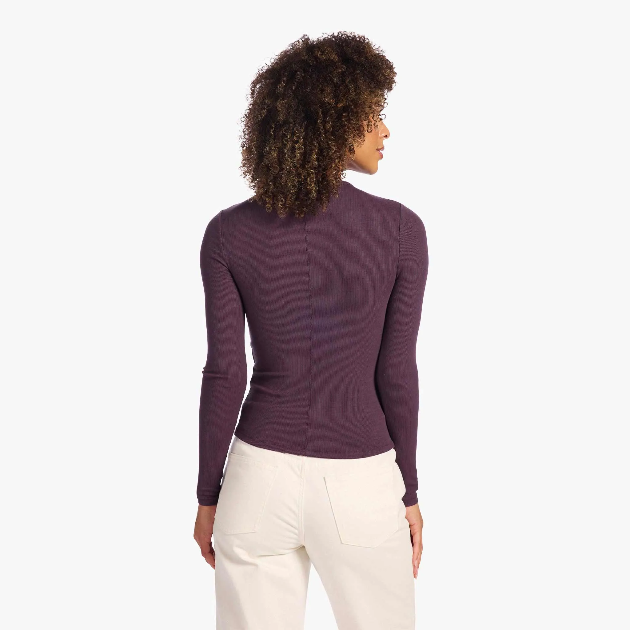 Slinky Rib Long Sleeve Shirt | Plum sold by nuuds product image thumbnail 4