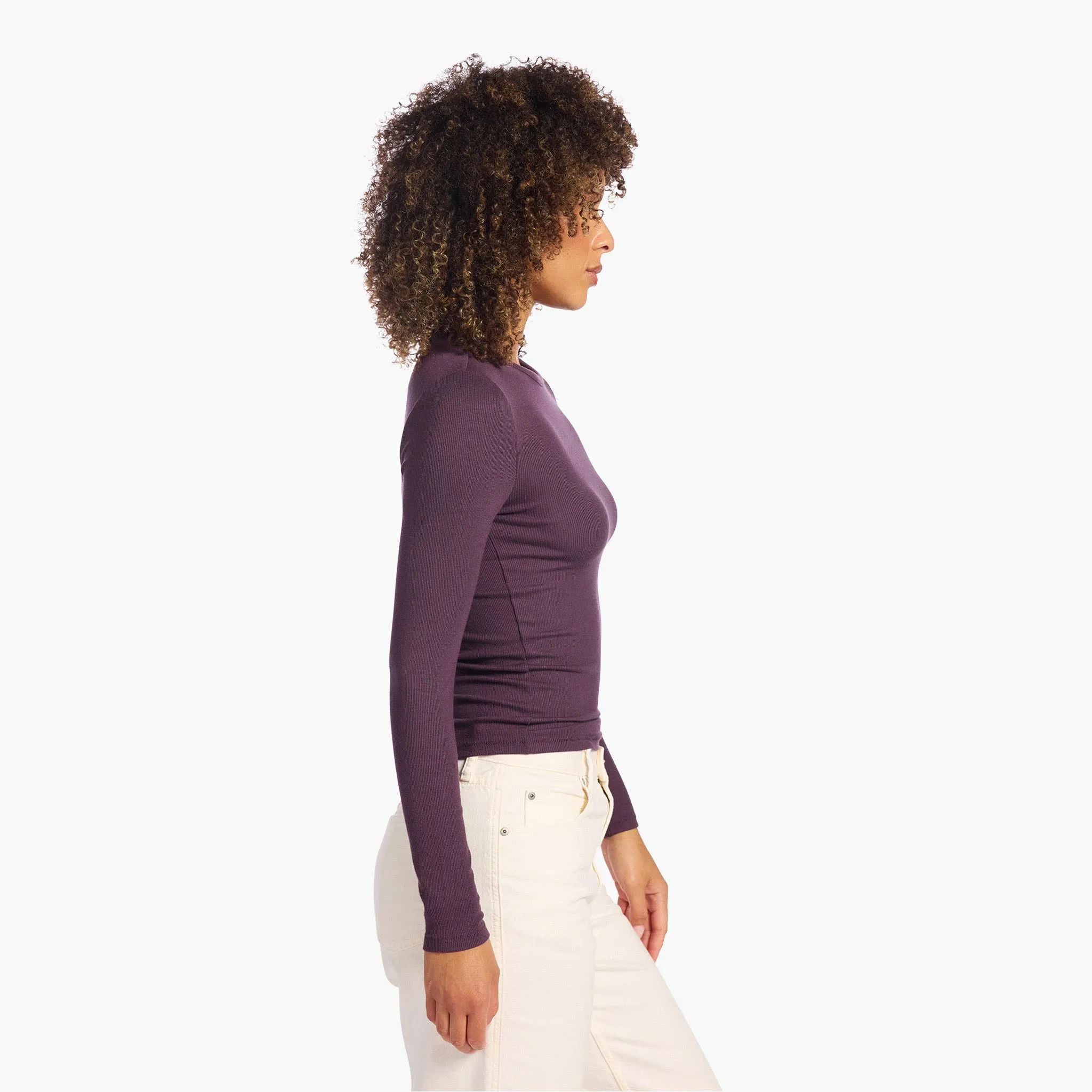 Slinky Rib Long Sleeve Shirt | Plum sold by nuuds product image thumbnail 3