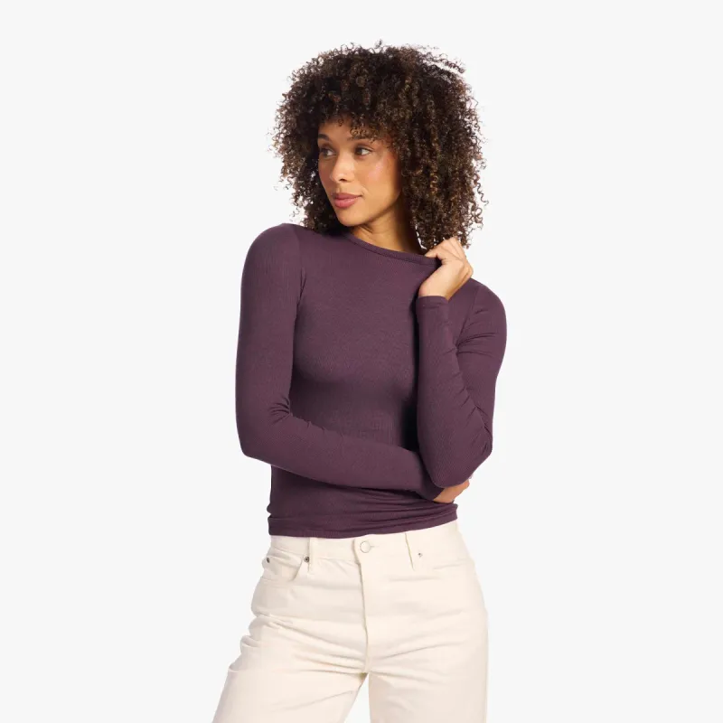 Slinky Rib Long Sleeve Shirt | Plum sold by nuuds