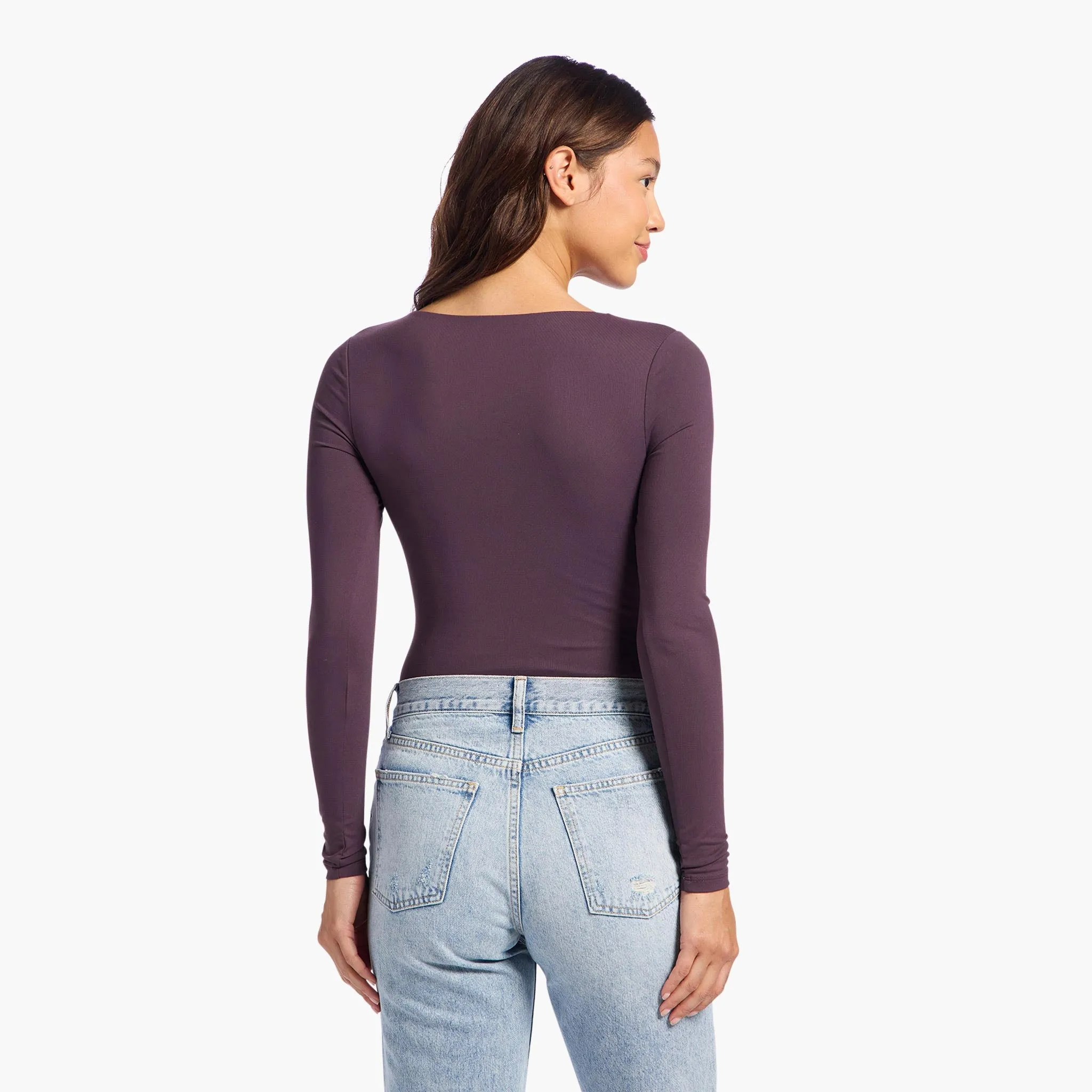Long Sleeve Scoop Neck Bodysuit | Plum sold by nuuds product image thumbnail 4