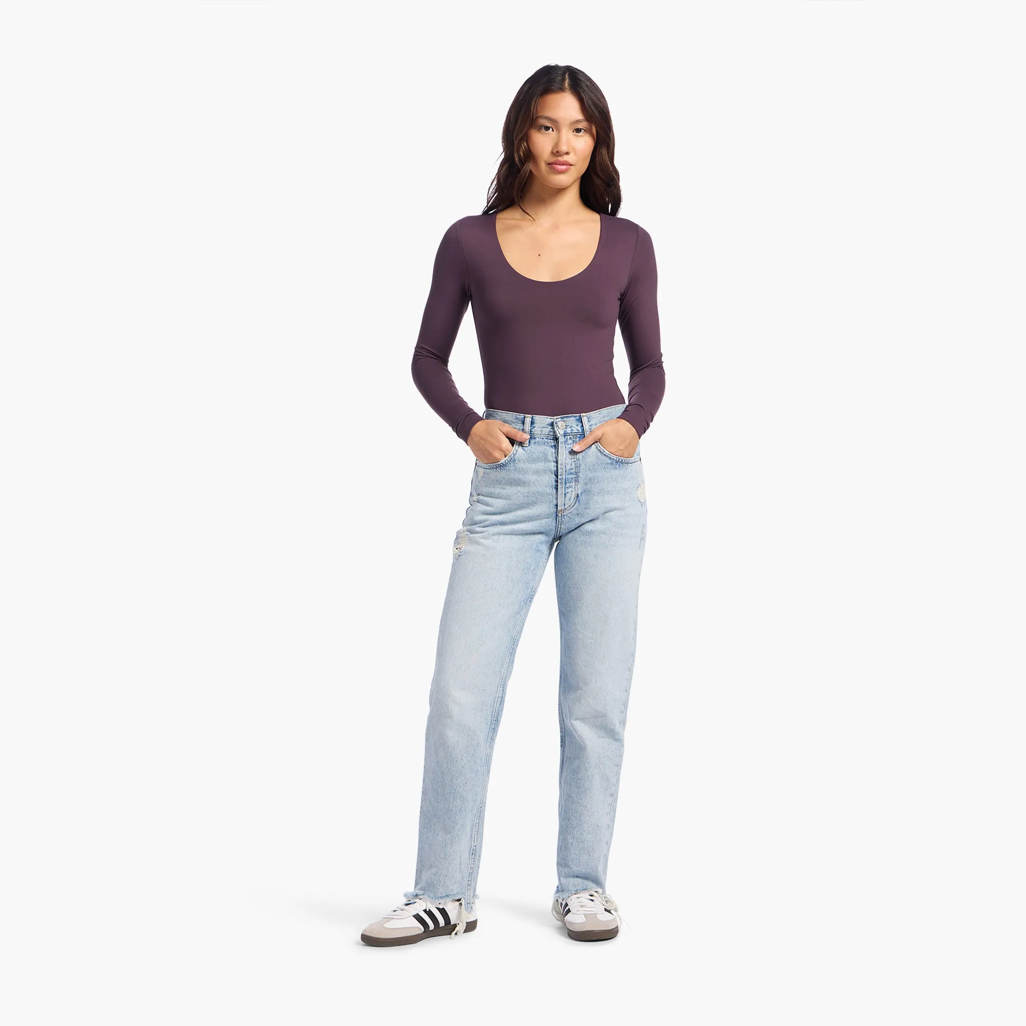 Long Sleeve Scoop Neck Bodysuit | Plum sold by nuuds product image thumbnail 2