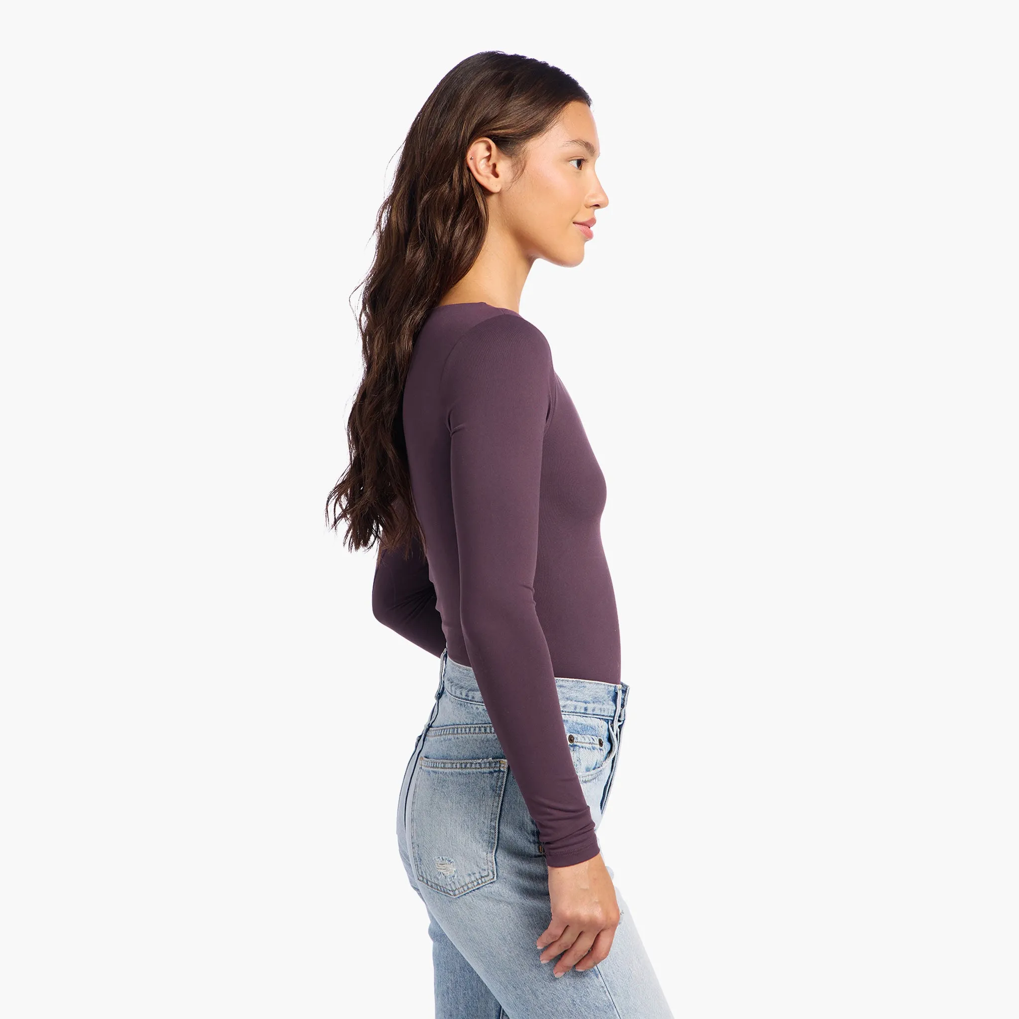 Long Sleeve Scoop Neck Bodysuit | Plum sold by nuuds product image thumbnail 3