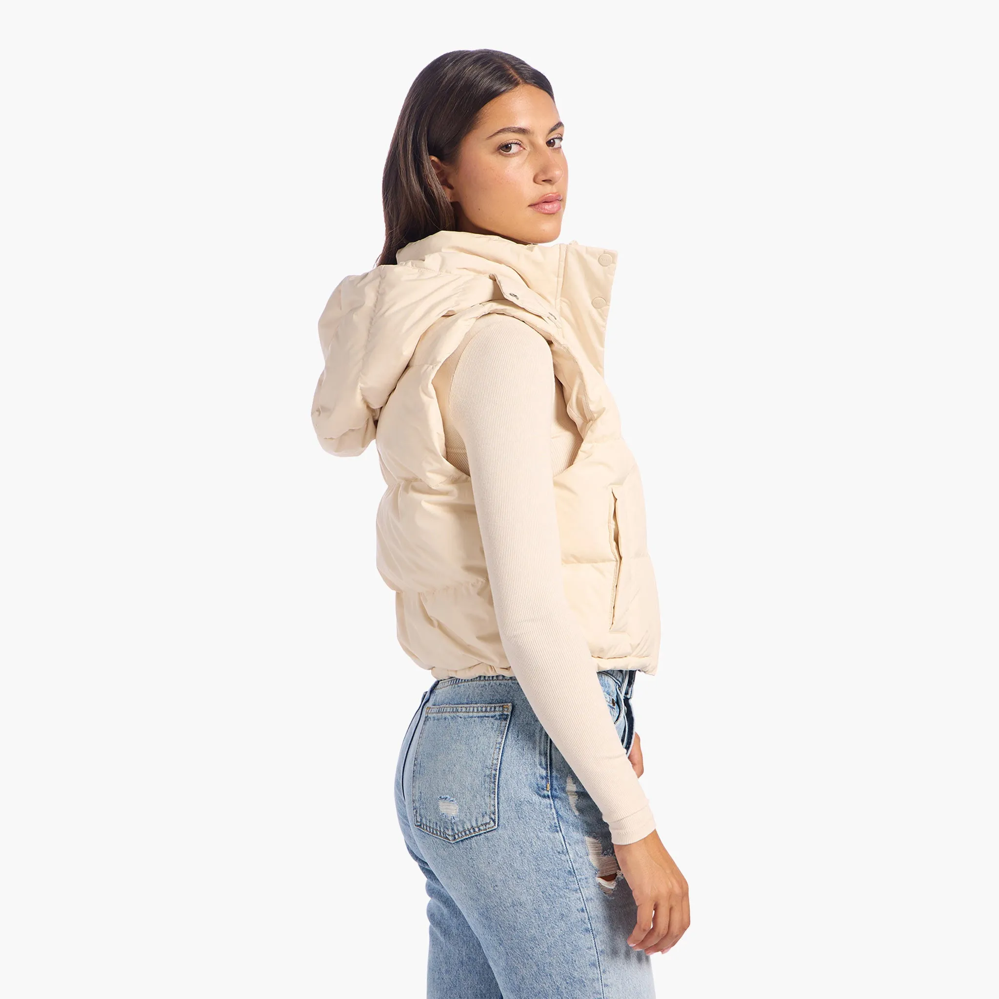 Peak Puffer Vest | Bone sold by nuuds product image thumbnail 3