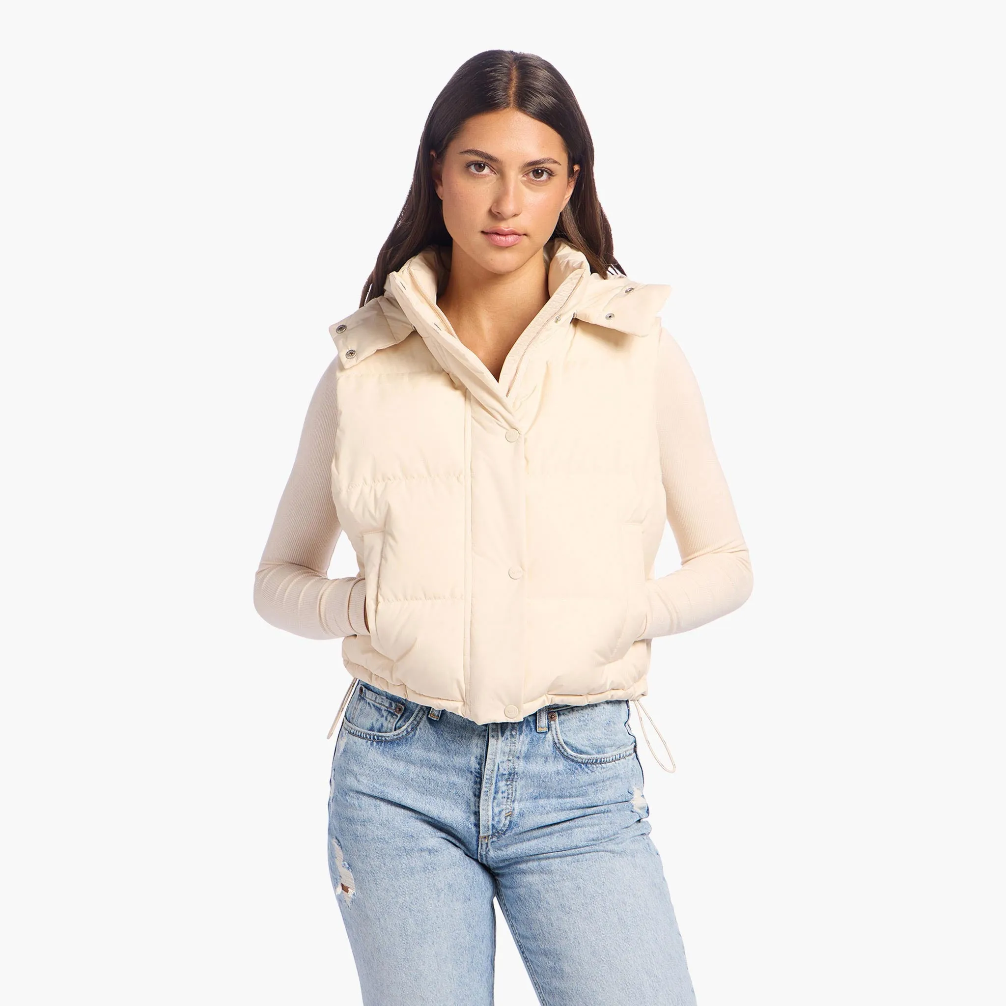 Peak Puffer Vest | Bone sold by nuuds