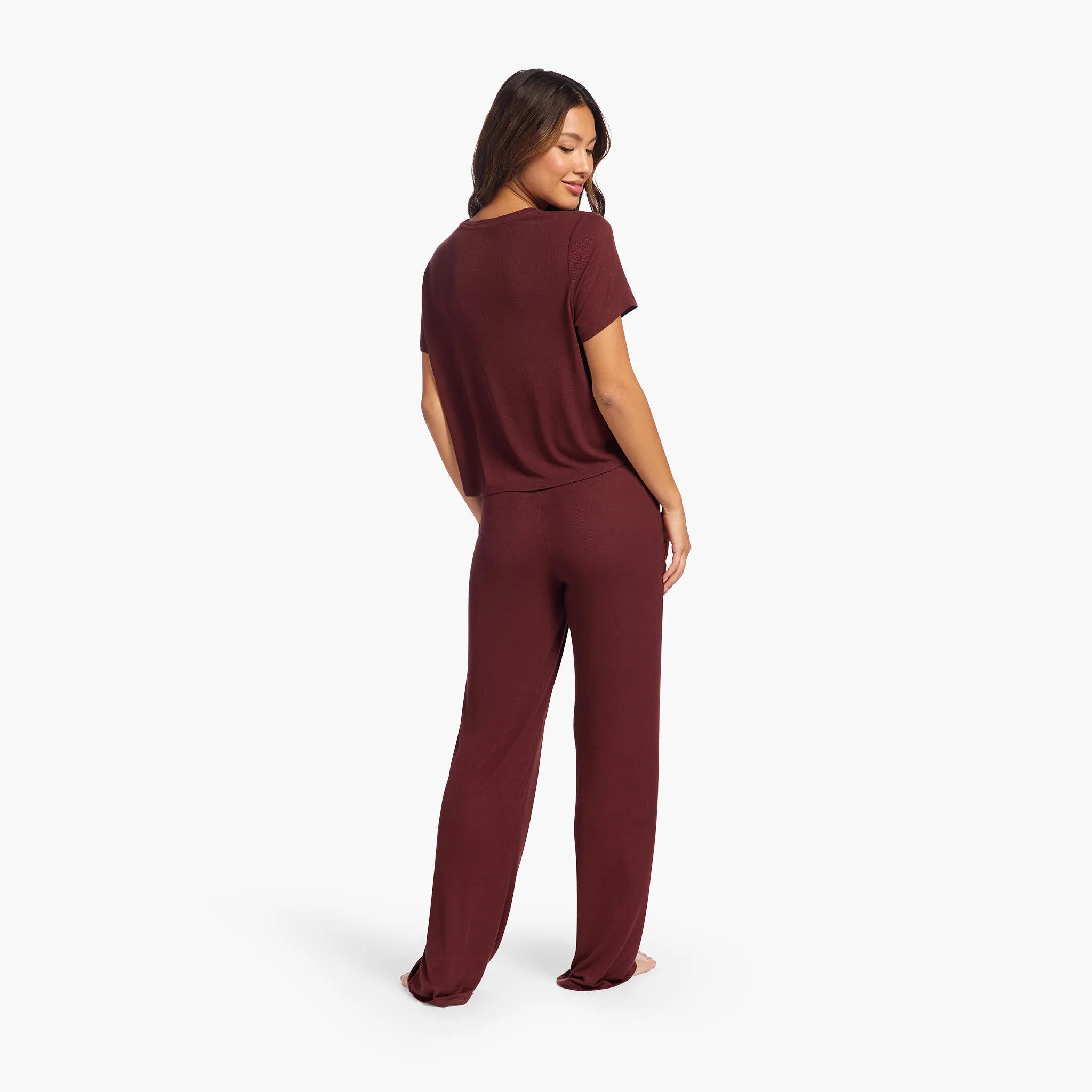 Ribbed Pajama Set | Black Cherry sold by nuuds product image thumbnail 4