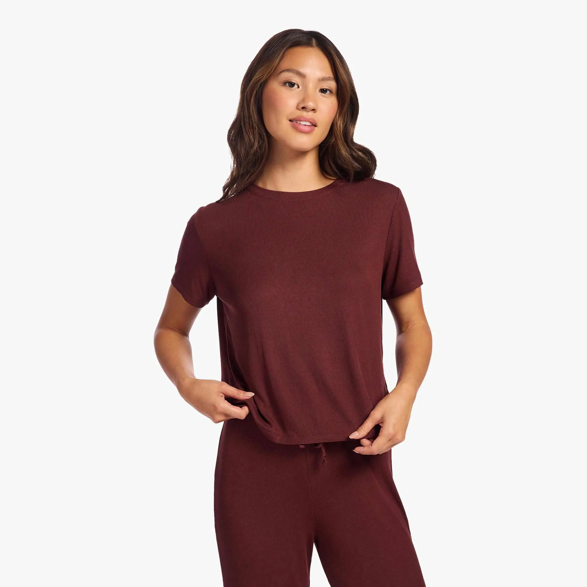 Ribbed Pajama Set | Black Cherry sold by nuuds