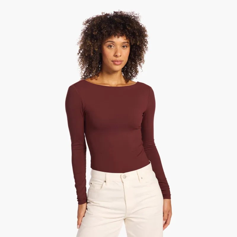 Open Back Bodysuit | Black Cherry sold by nuuds