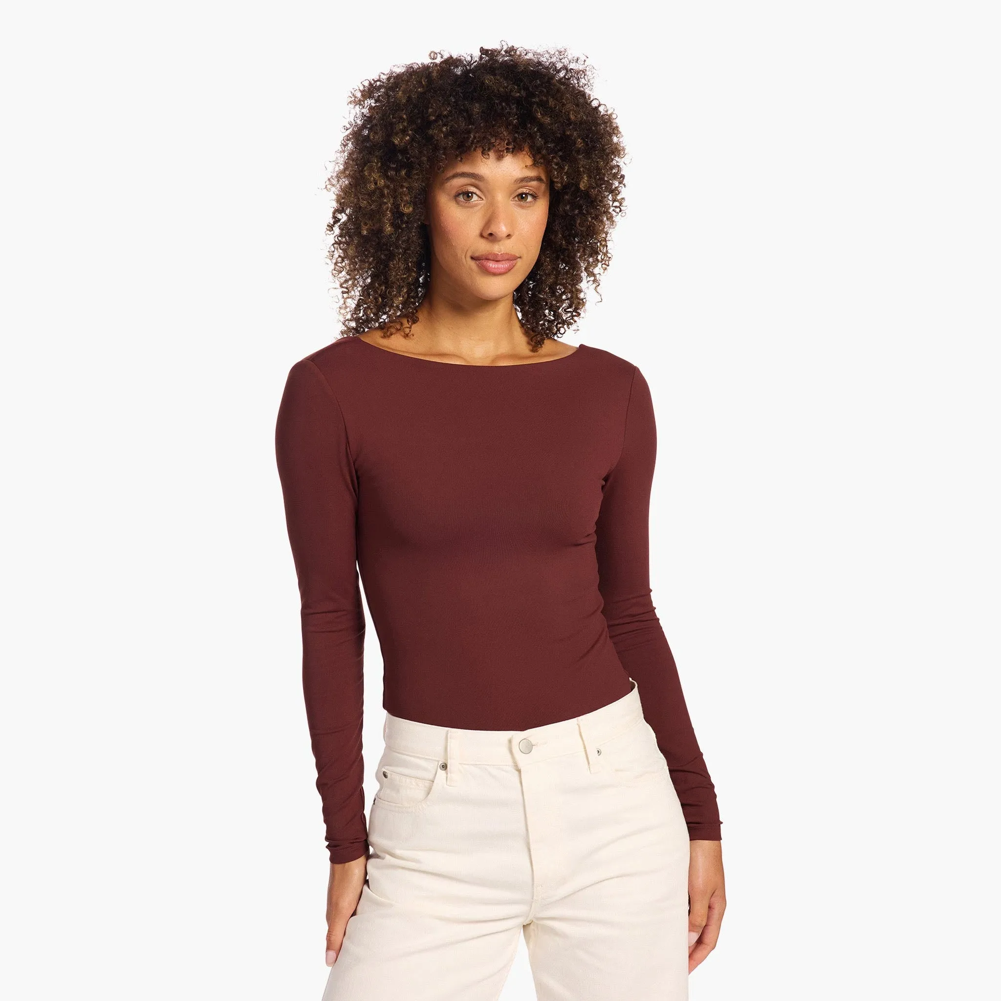 Open Back Bodysuit | Black Cherry sold by nuuds