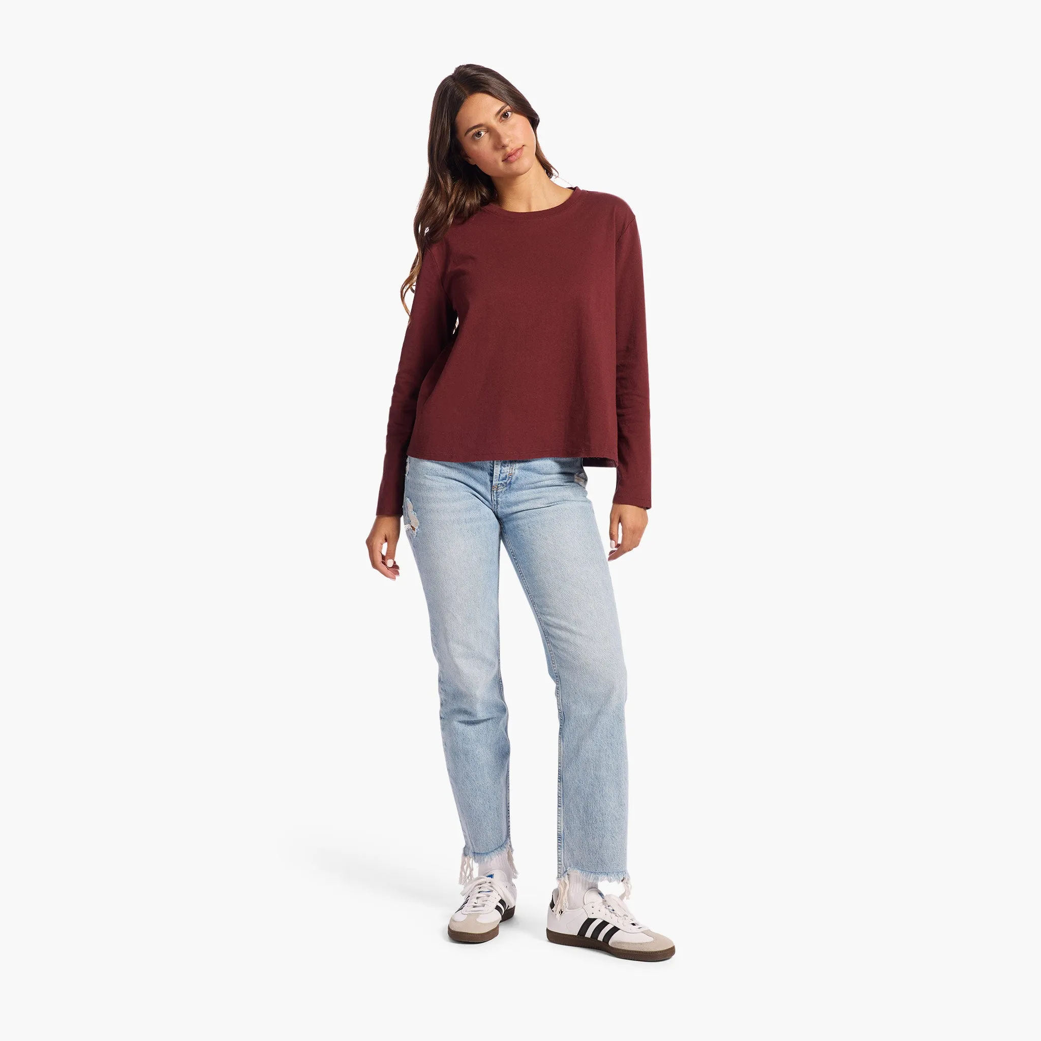 Vintage Cotton Long Sleeve Everyday T-Shirt | Black Cherry sold by nuuds product image thumbnail 2