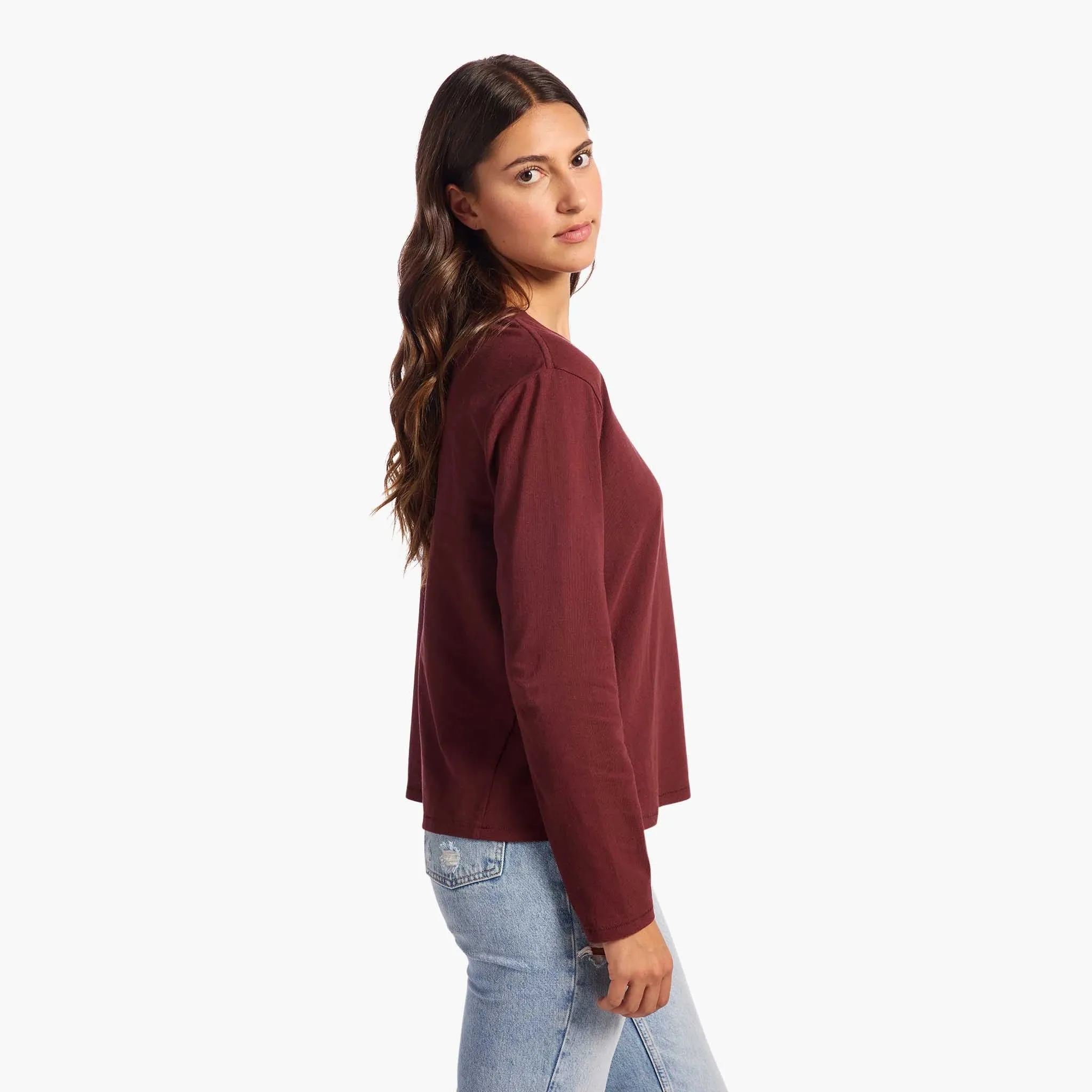 Vintage Cotton Long Sleeve Everyday T-Shirt | Black Cherry sold by nuuds product image thumbnail 3