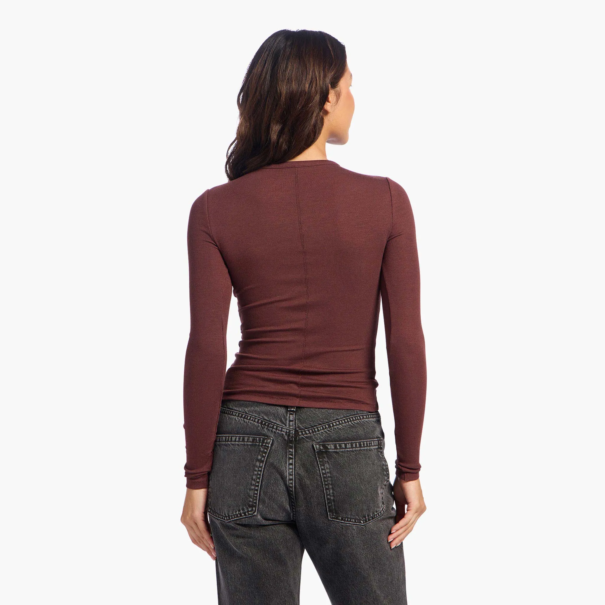 Slinky Rib Long Sleeve Shirt | Black Cherry sold by nuuds product image thumbnail 4