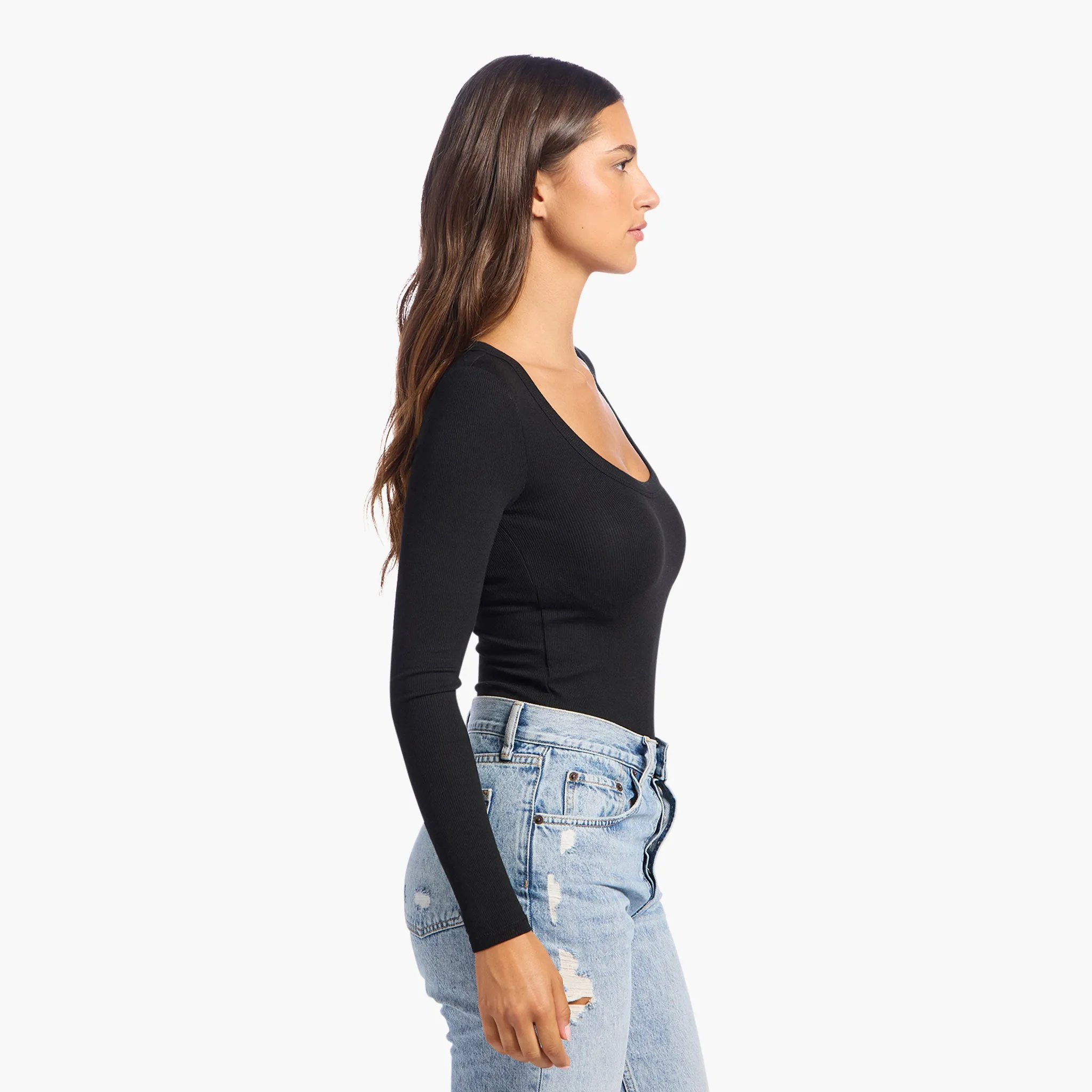 Slinky Rib Long Sleeve Bodysuit | Black sold by nuuds product image thumbnail 3