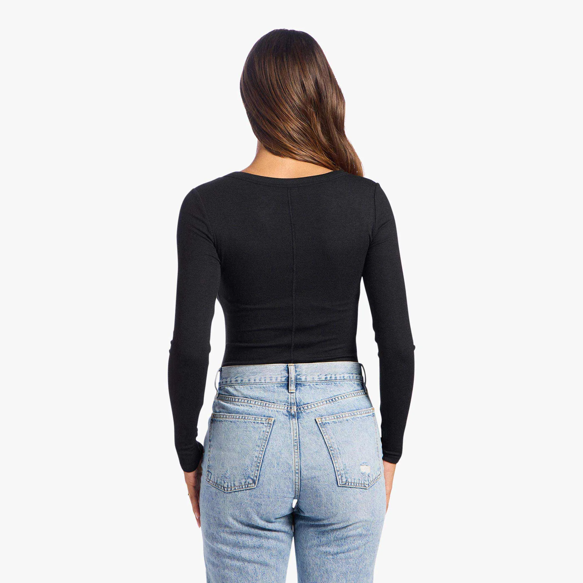 Slinky Rib Long Sleeve Bodysuit | Black sold by nuuds product image thumbnail 4