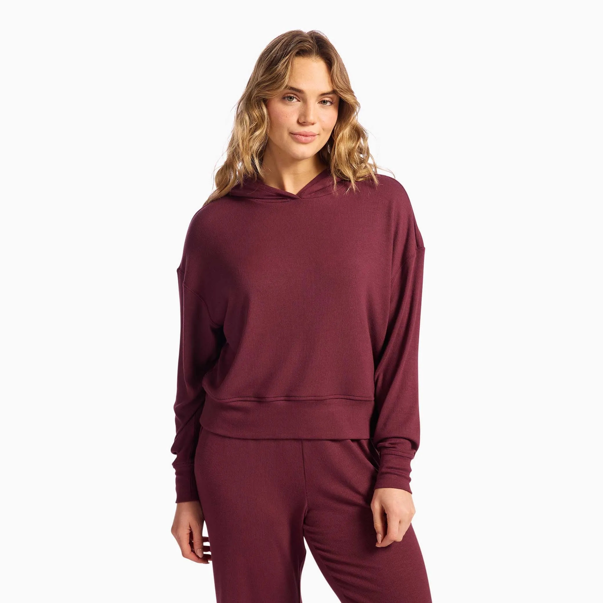 Slinky Rib Hoodie | Merlot sold by nuuds