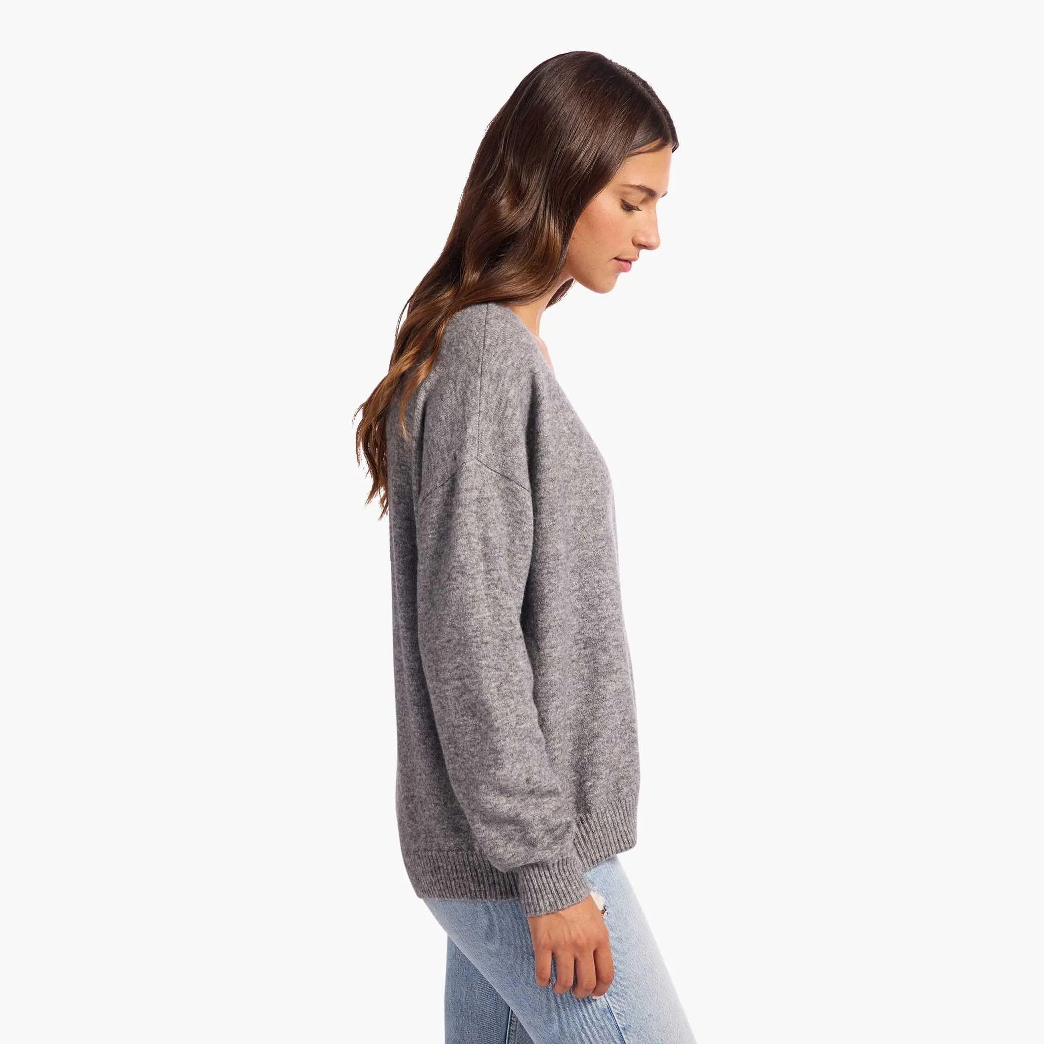 Cozy Knit V-Neck Sweater | Charcoal sold by nuuds product image thumbnail 3