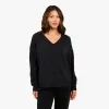 Cozy Knit V-Neck Sweater | Black sold by nuuds