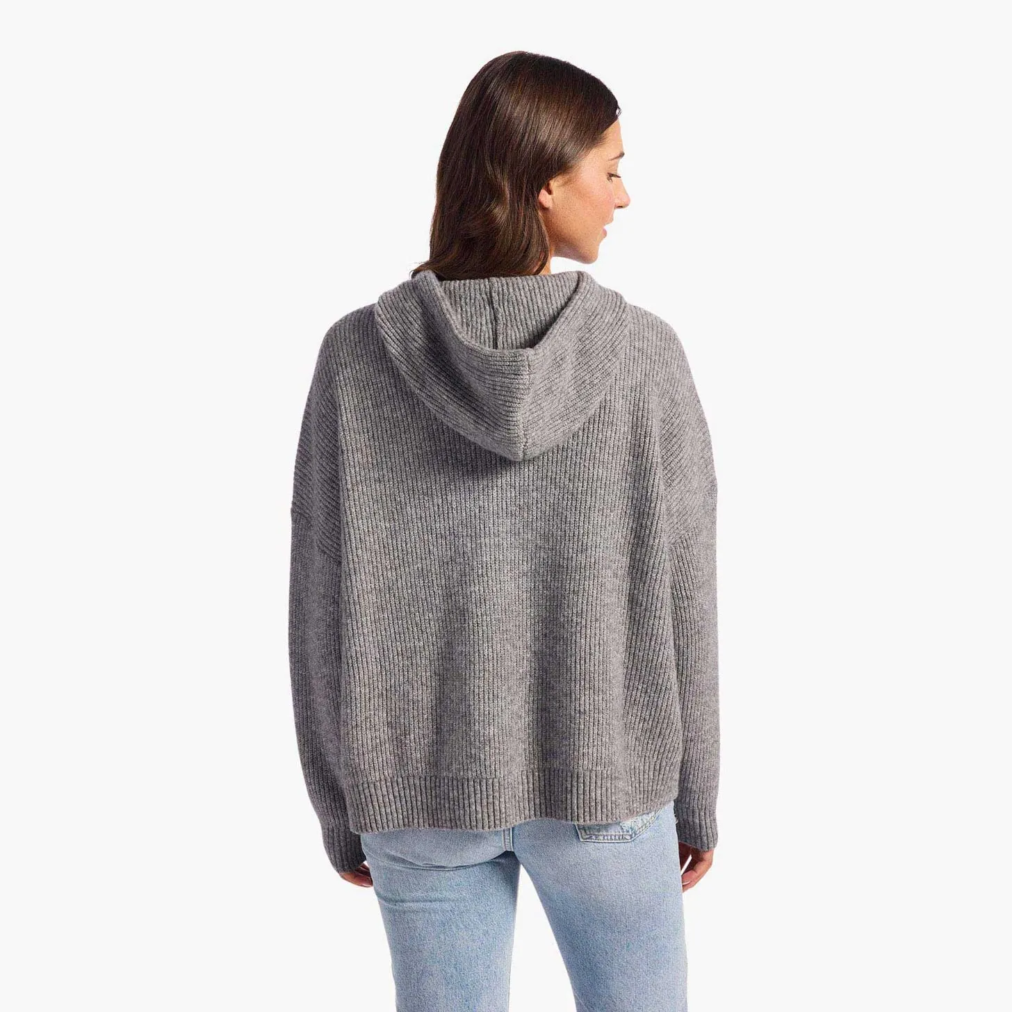 Cozy Knit Ribbed Sweater Hoodie | Charcoal sold by nuuds product image thumbnail 4