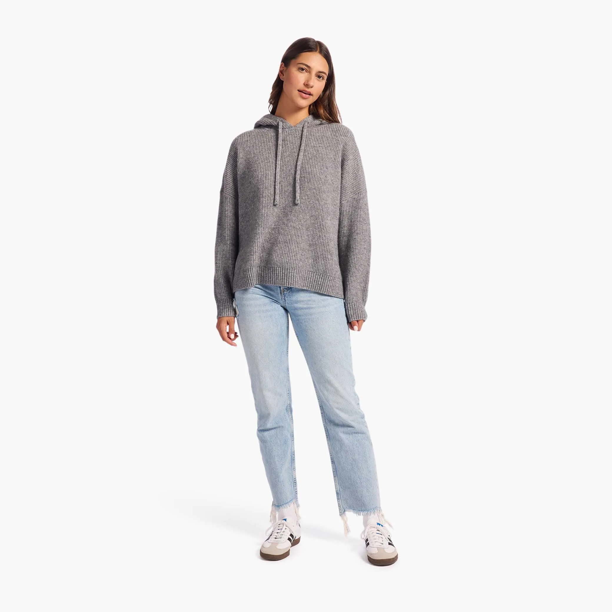 Cozy Knit Ribbed Sweater Hoodie | Charcoal sold by nuuds product image thumbnail 2