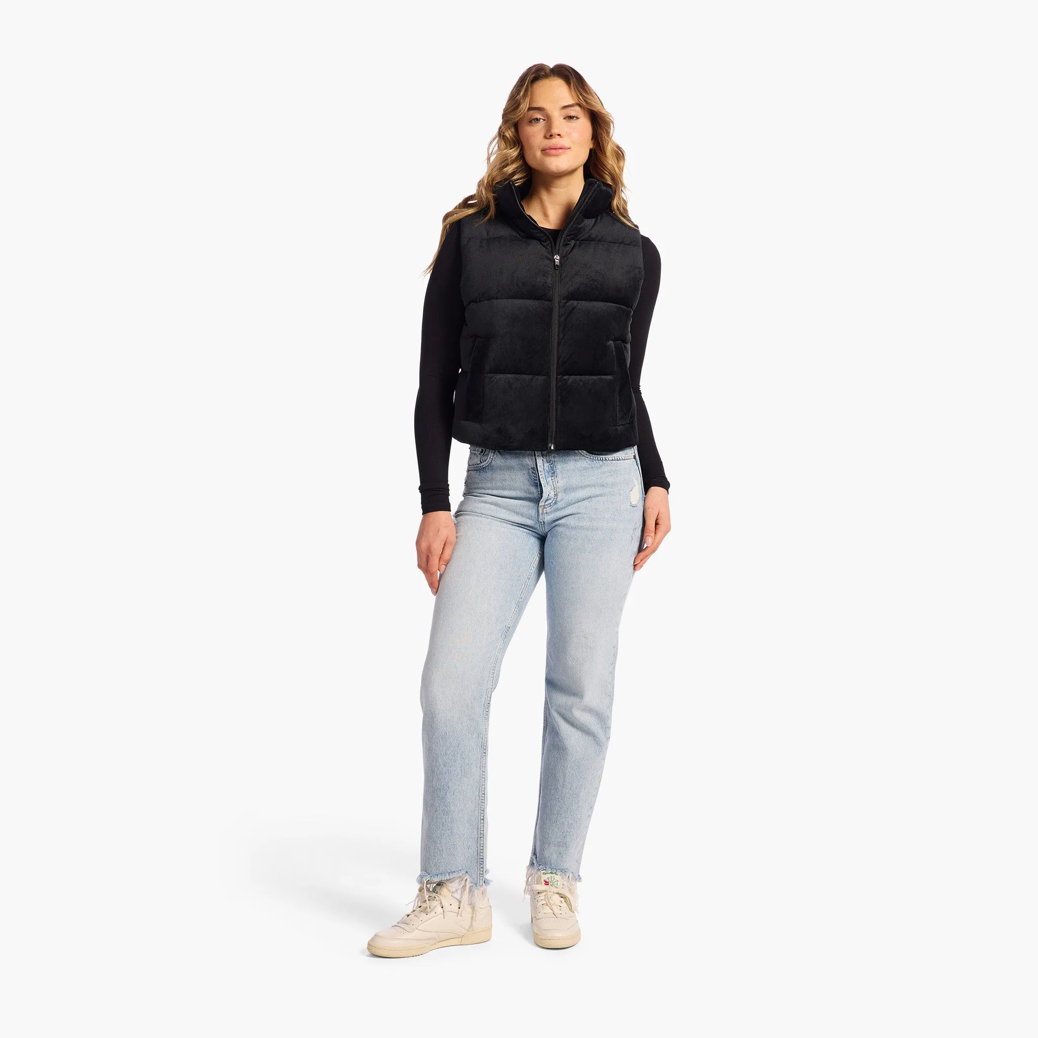 Ribbed Velour Puffer Vest | Black sold by nuuds product image thumbnail 2