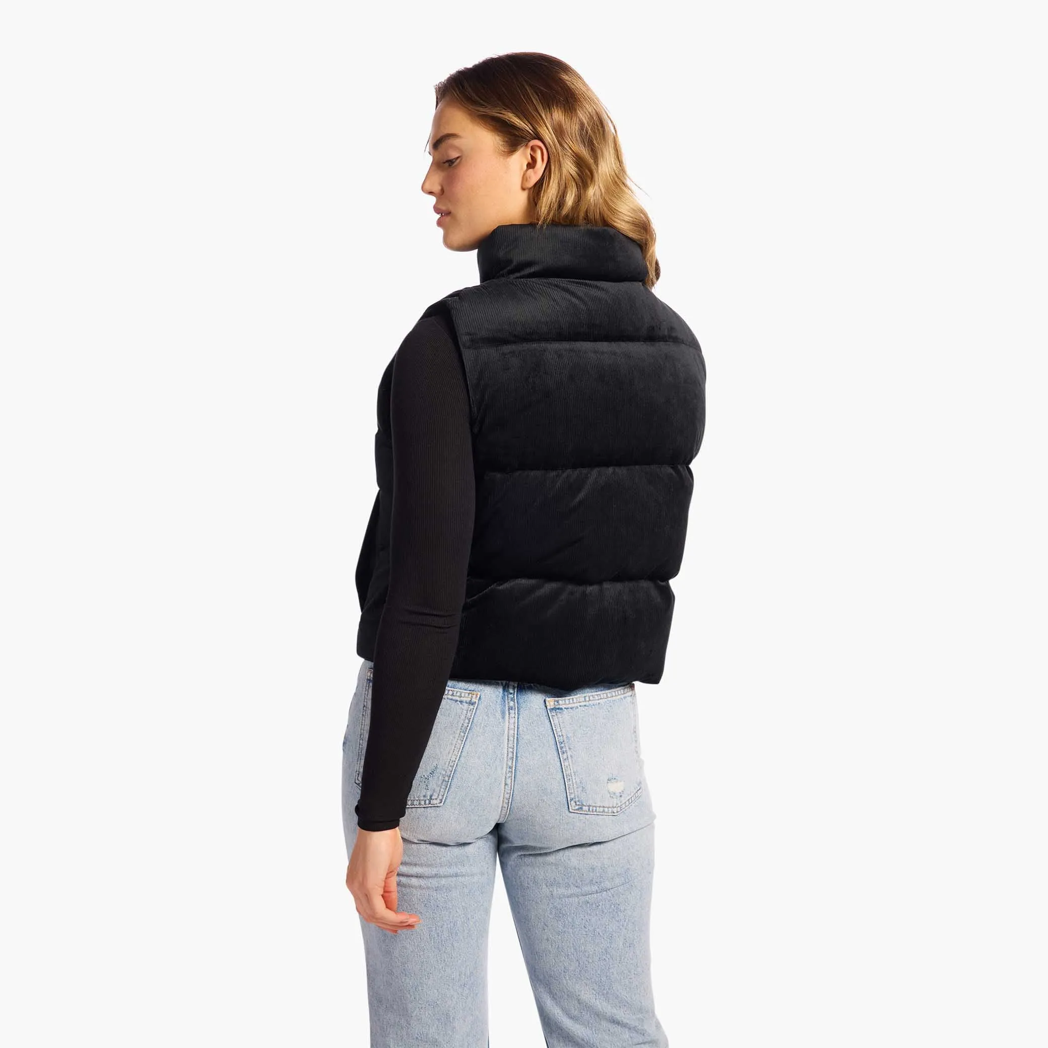 Ribbed Velour Puffer Vest | Black sold by nuuds product image thumbnail 4