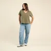 Vintage Cotton V-Neck Everyday T-Shirt | Olive sold by nuuds
