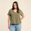 Vintage Cotton V-Neck Everyday T-Shirt | Olive sold by nuuds