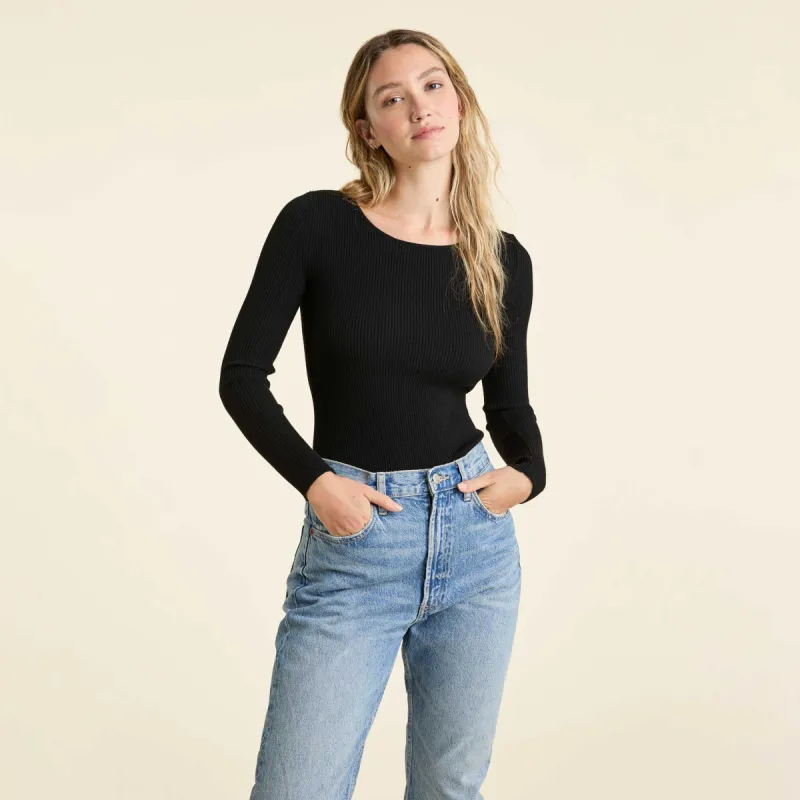 Crewneck Sweater Bodysuit | Black sold by nuuds