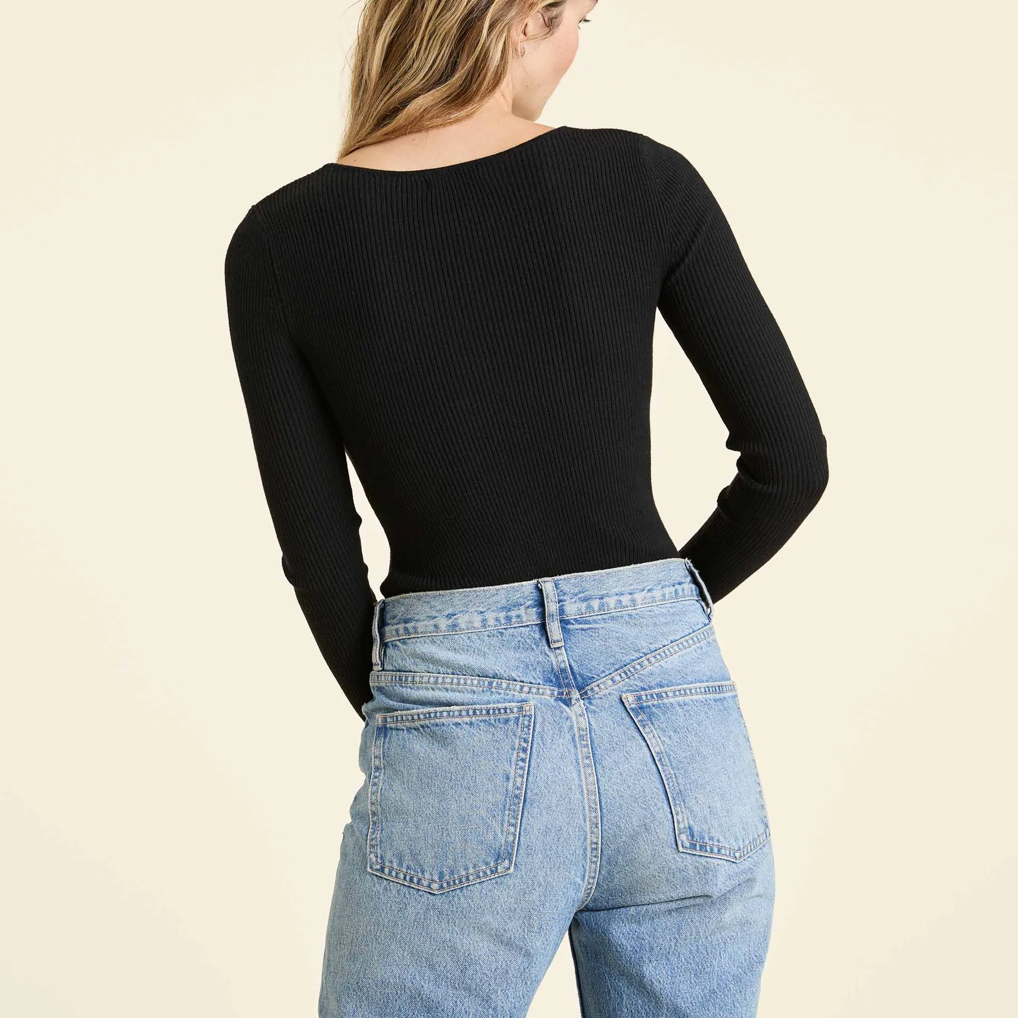 Crewneck Sweater Bodysuit | Black sold by nuuds product image thumbnail 4