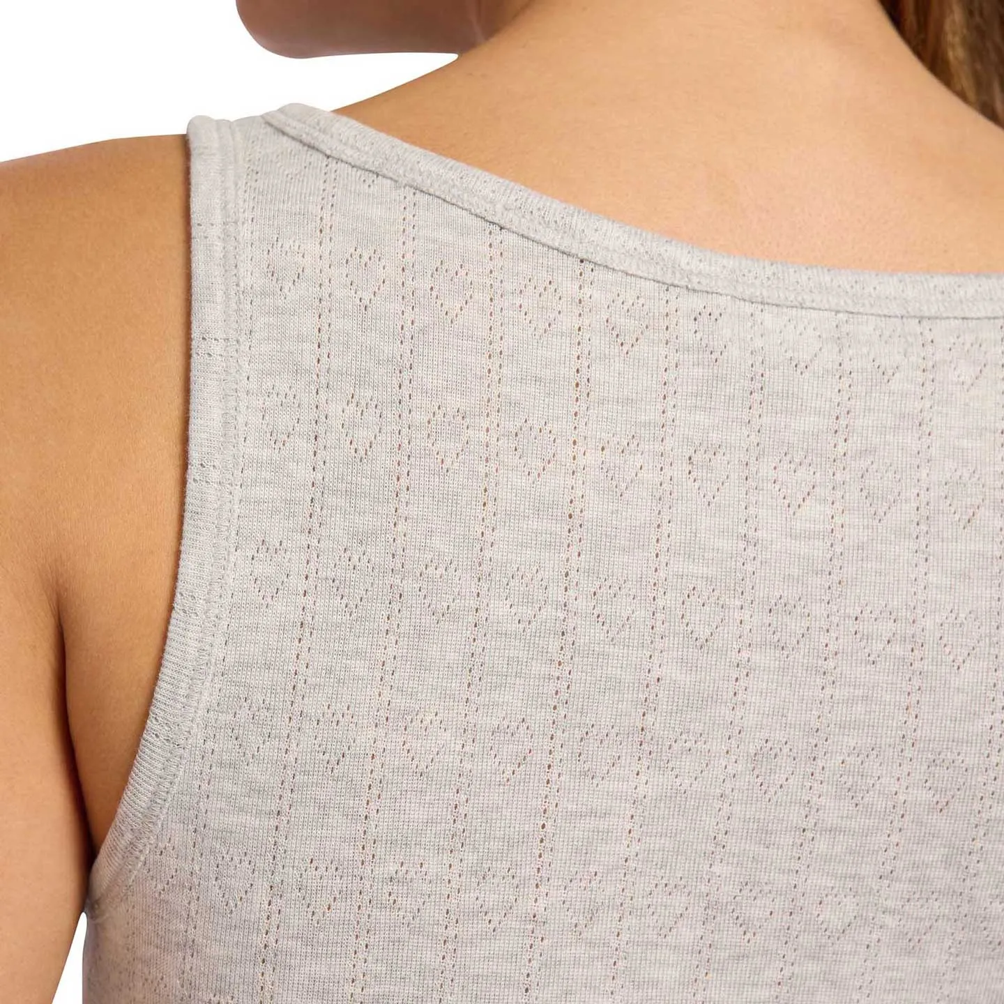 Heart Pointelle Scoop Tank | Heather Grey sold by nuuds product image thumbnail 5