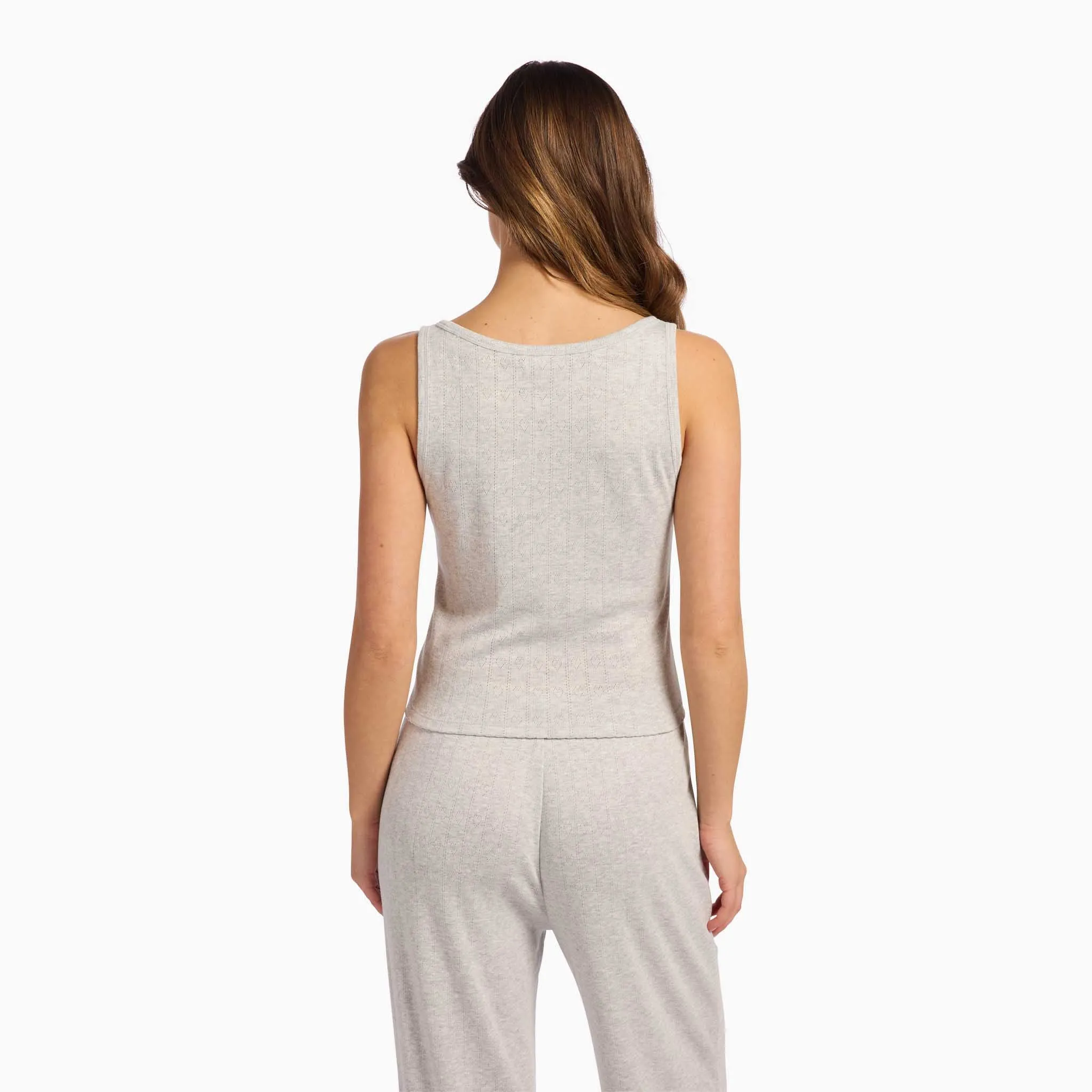 Heart Pointelle Scoop Tank | Heather Grey sold by nuuds product image thumbnail 4