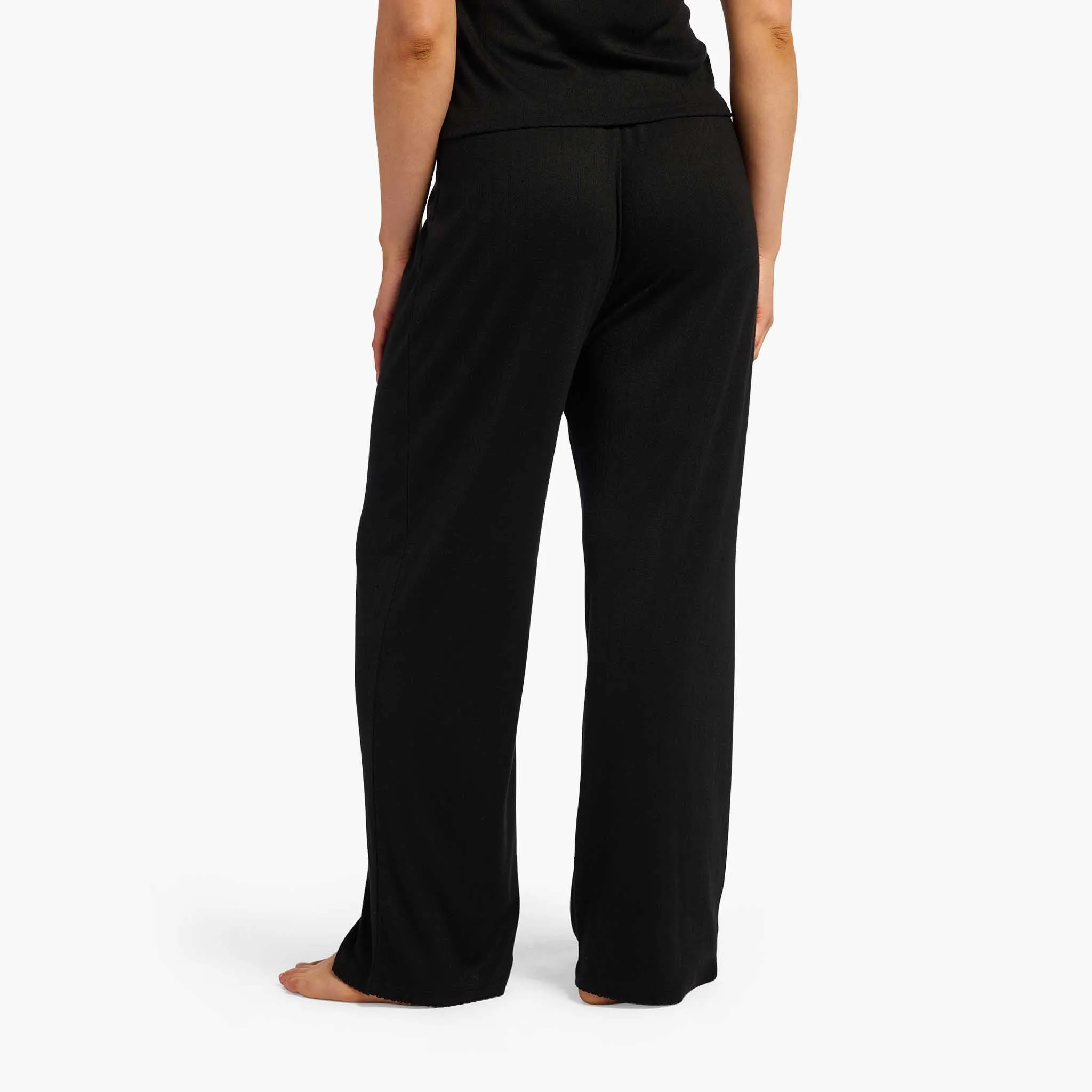 Heart Pointelle Wide Leg Pant | Black sold by nuuds product image thumbnail 4