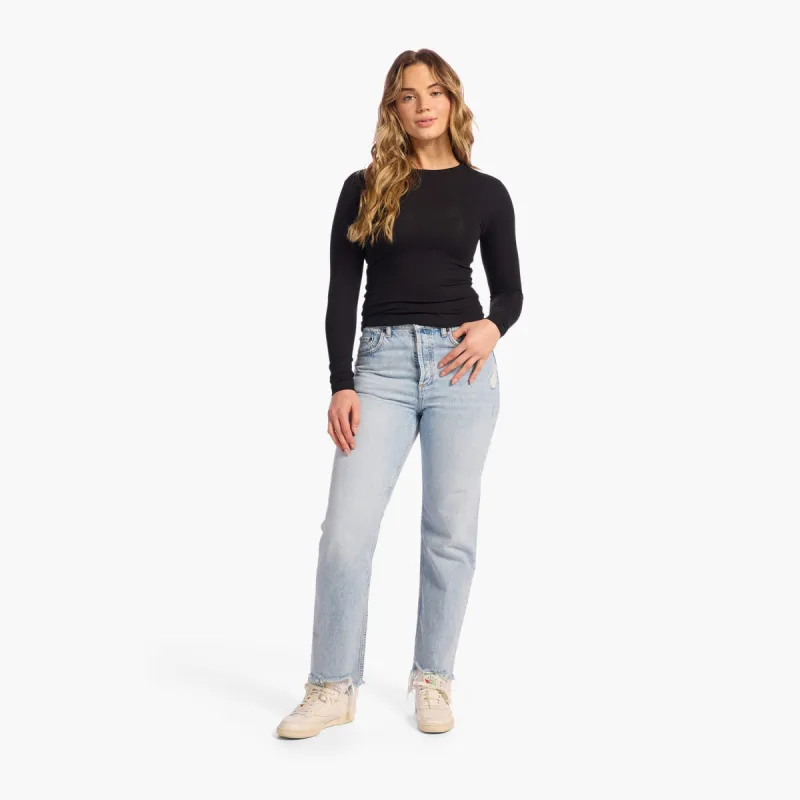 Slinky Rib Long Sleeve Shirt | Black sold by nuuds