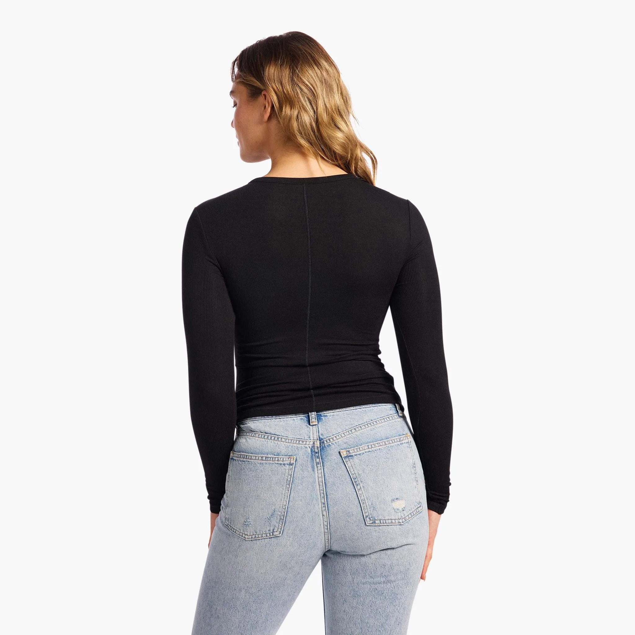 Slinky Rib Long Sleeve Shirt | Black sold by nuuds product image thumbnail 4