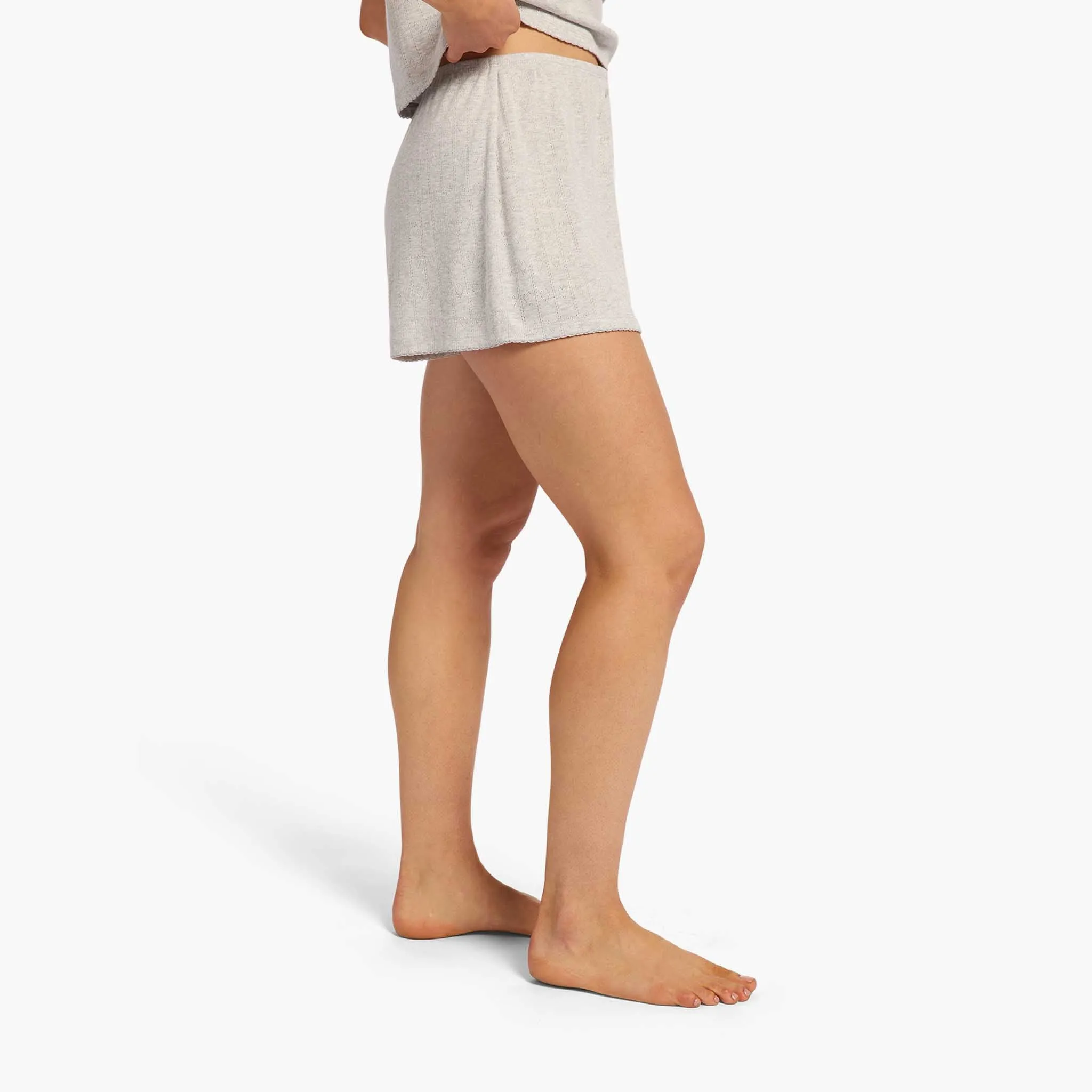 Heart Pointelle Pajama Cheeky Short | Heather Grey sold by nuuds product image thumbnail 3