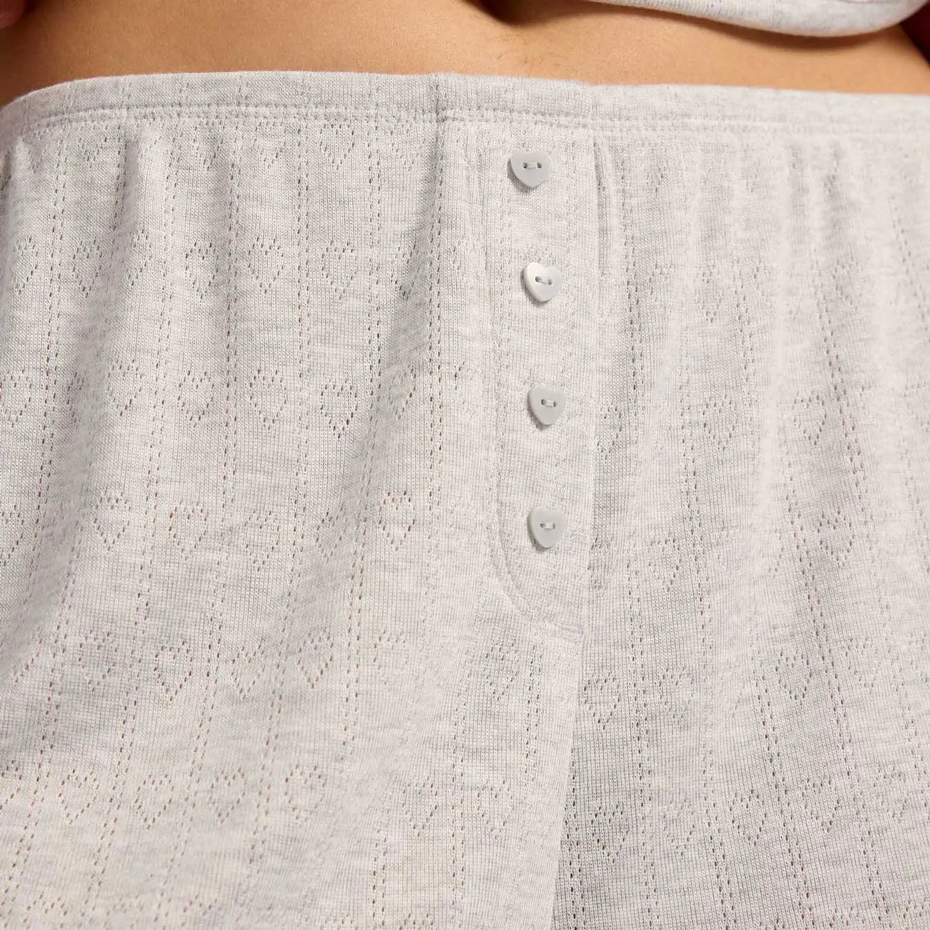 Heart Pointelle Pajama Cheeky Short | Heather Grey sold by nuuds product image thumbnail 5