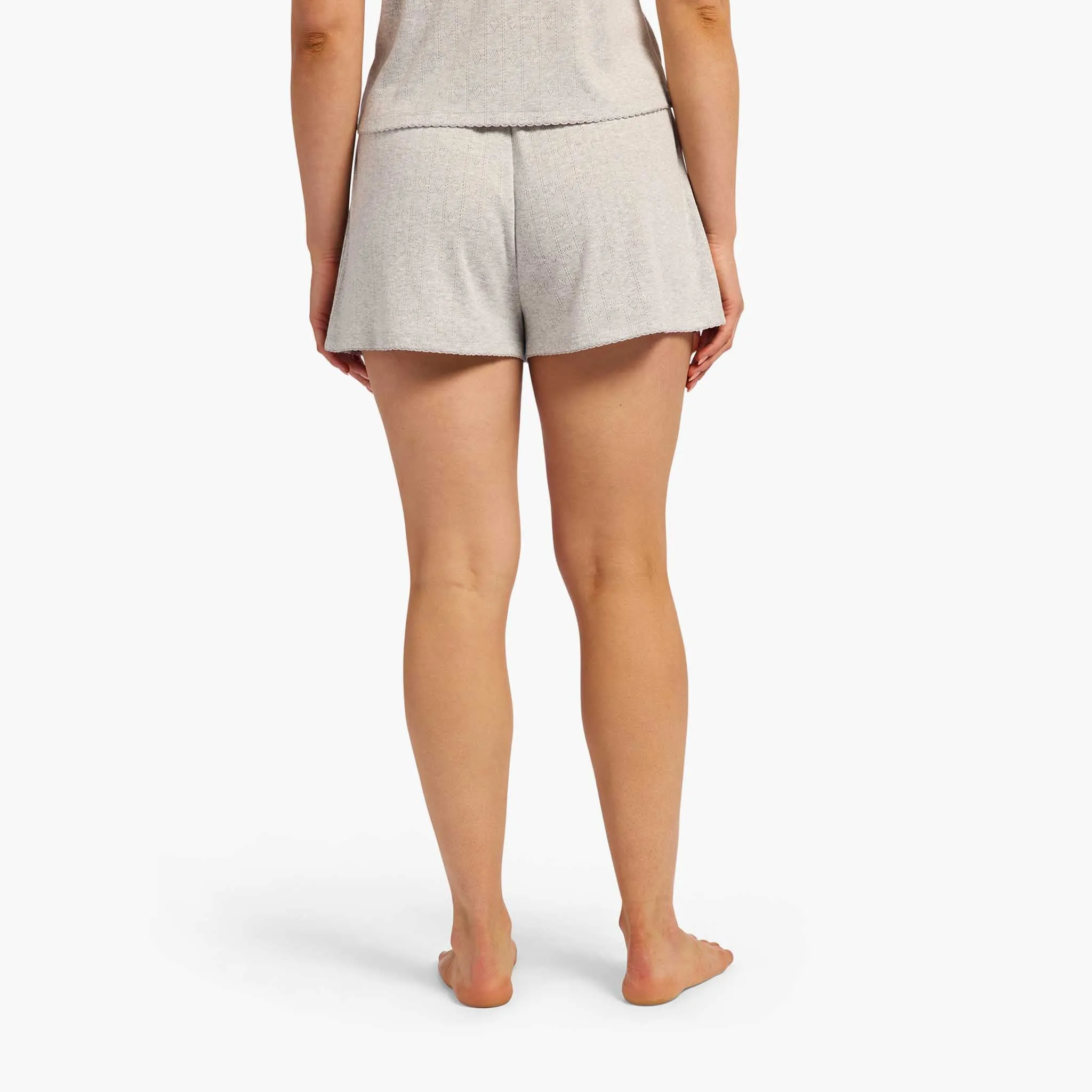 Heart Pointelle Pajama Cheeky Short | Heather Grey sold by nuuds product image thumbnail 4