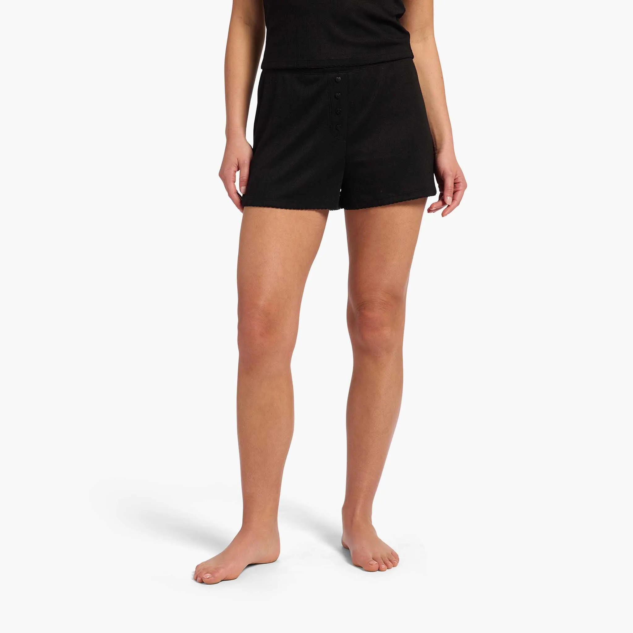 Heart Pointelle Pajama Cheeky Short | Black sold by nuuds product image thumbnail 2