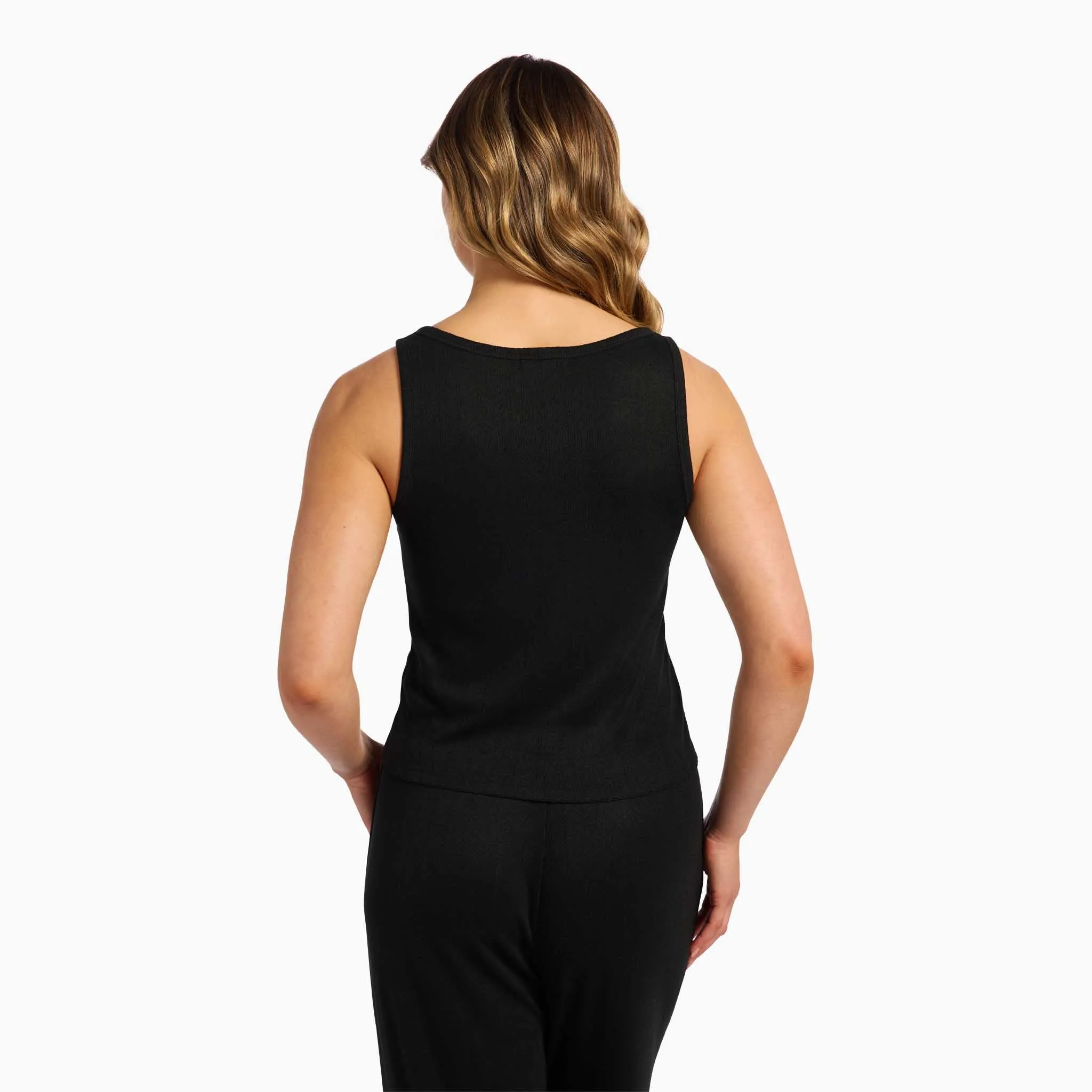 Heart Pointelle Pajama Scoop Tank | Black sold by nuuds product image thumbnail 4