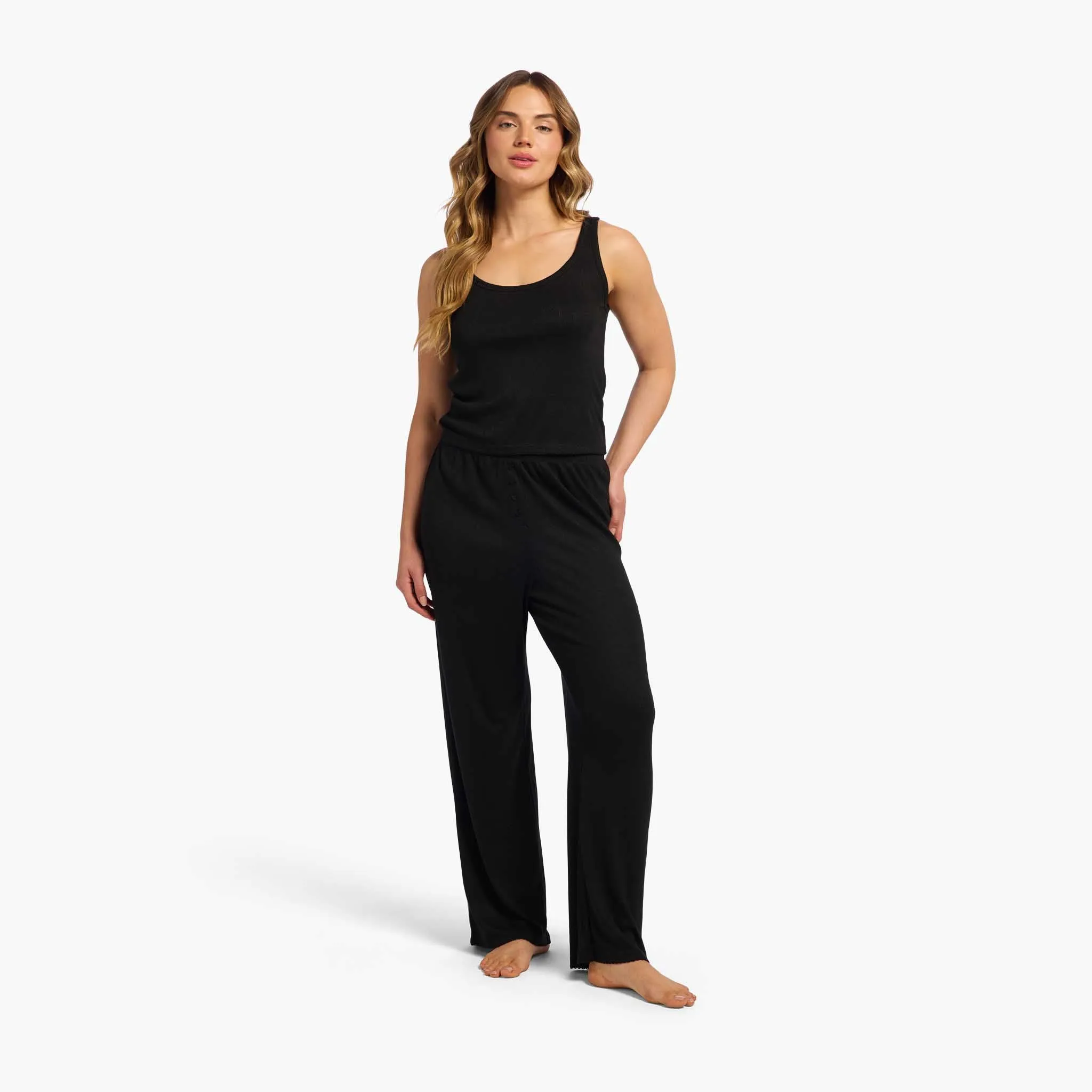 Heart Pointelle Pajama Scoop Tank | Black sold by nuuds product image thumbnail 2