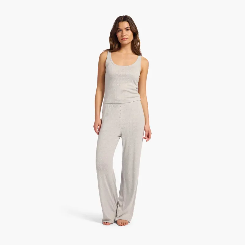 Heart Pointelle Pajama Wide Leg Pant | Heather Grey sold by nuuds