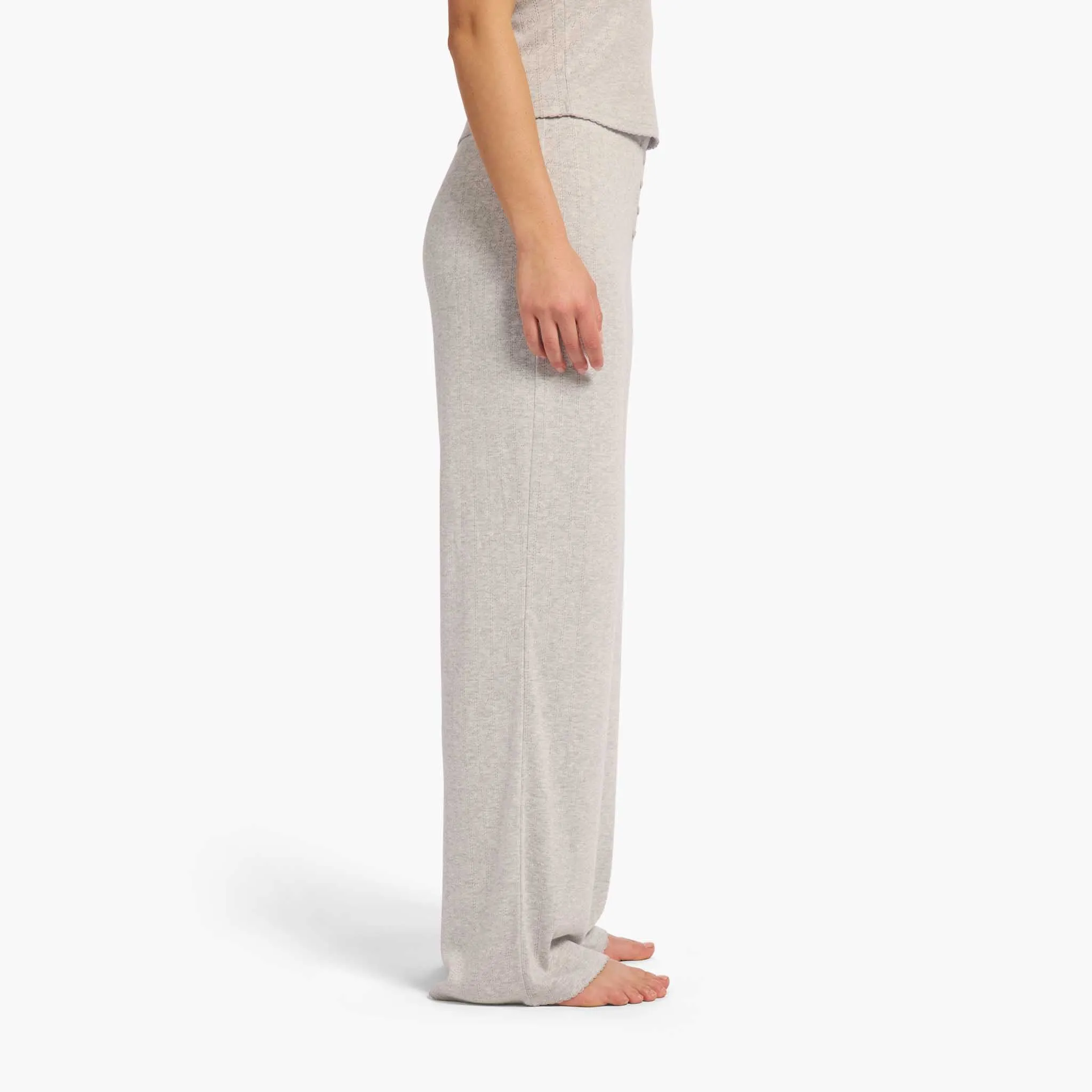 Heart Pointelle Pajama Wide Leg Pant | Heather Grey sold by nuuds product image thumbnail 3