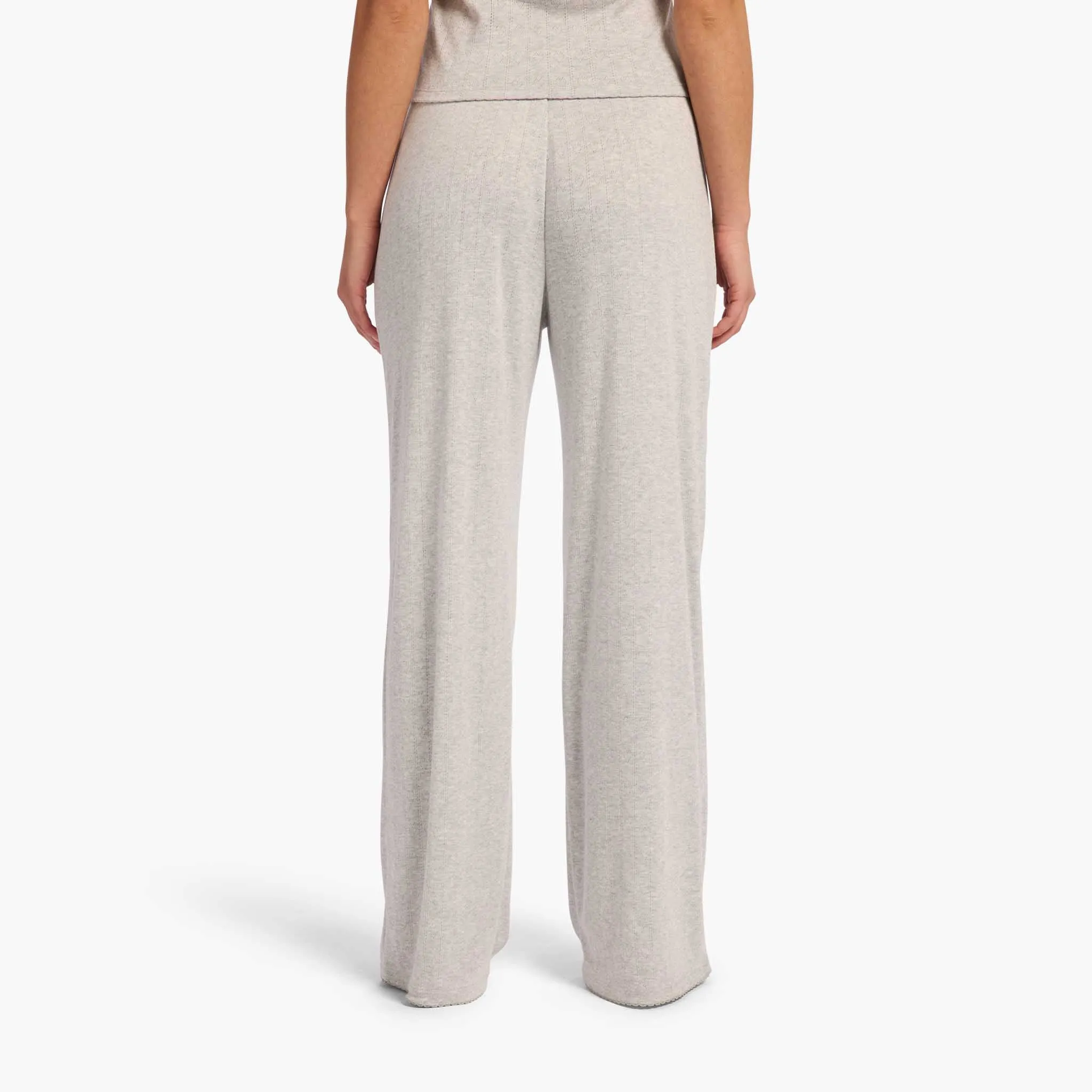 Heart Pointelle Pajama Wide Leg Pant | Heather Grey sold by nuuds product image thumbnail 4
