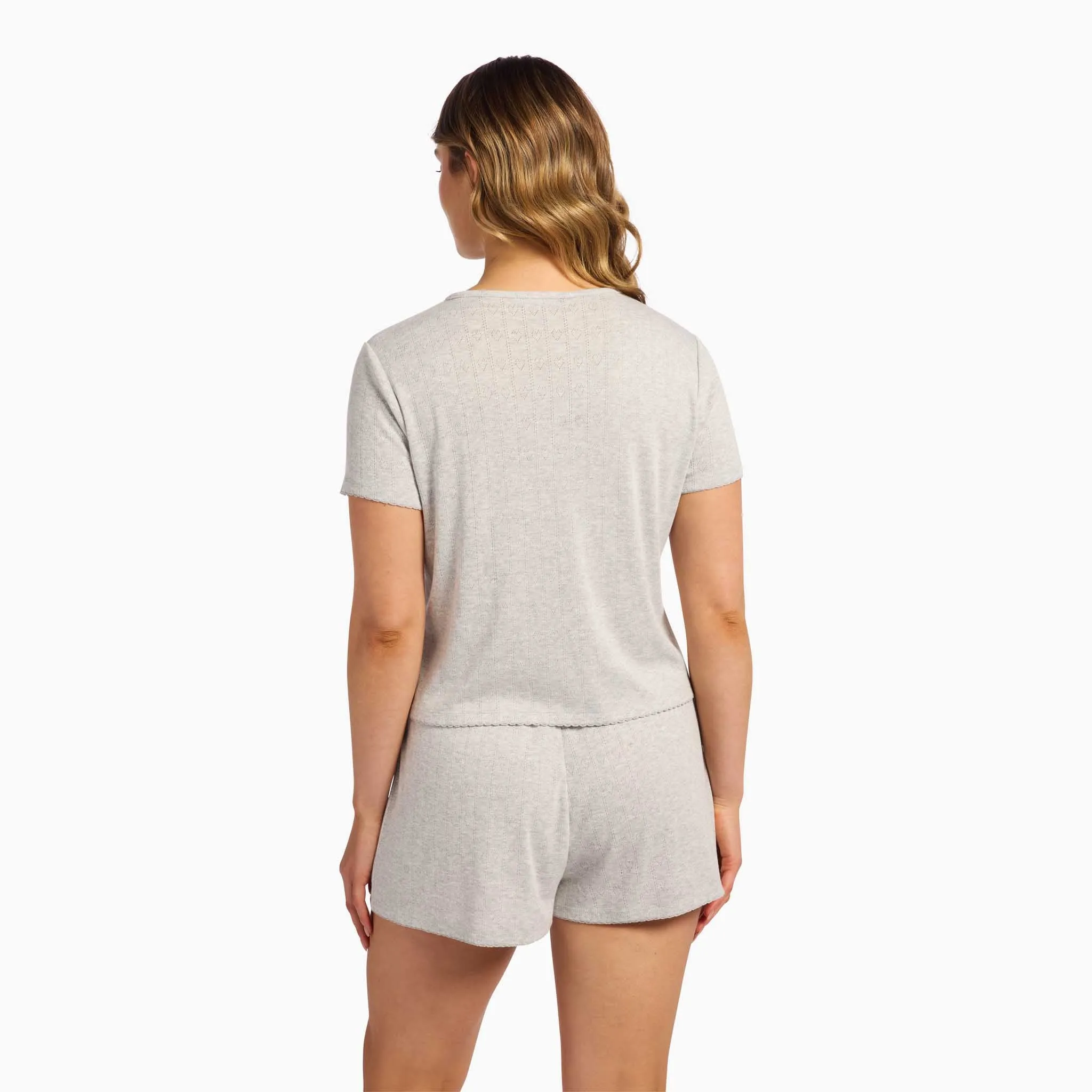 Heart Pointelle Pajama Tee | Heather Grey sold by nuuds product image thumbnail 4