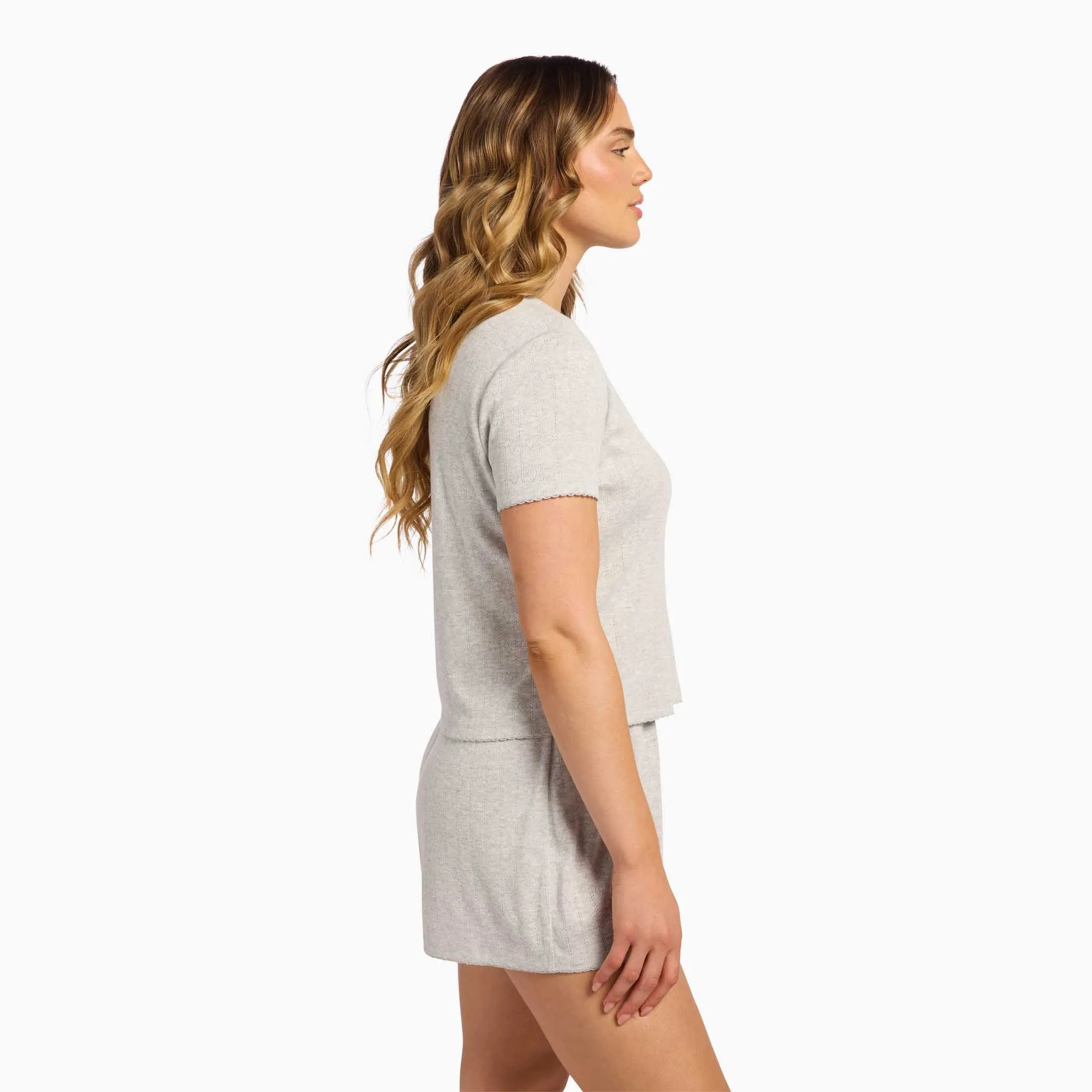 Heart Pointelle Pajama Tee | Heather Grey sold by nuuds product image thumbnail 3