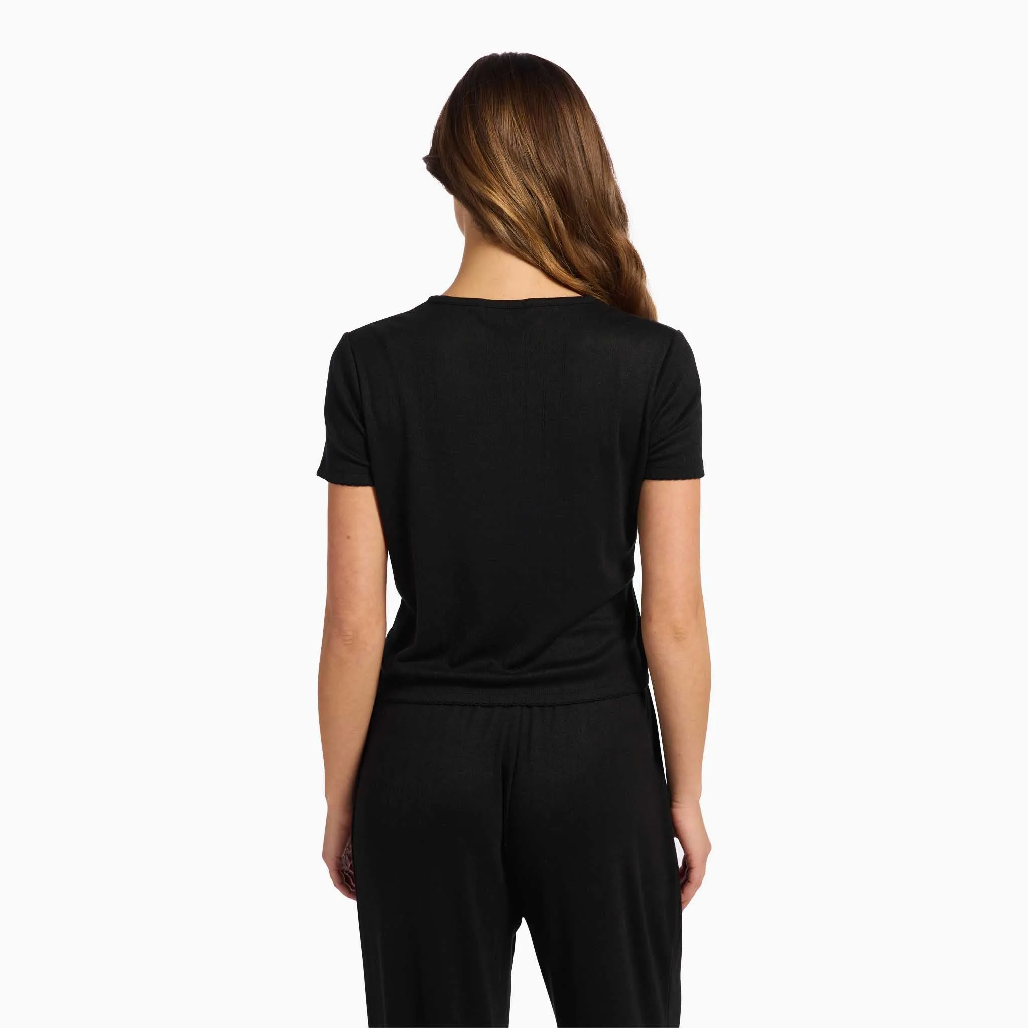 Heart Pointelle Pajama Tee | Black sold by nuuds product image thumbnail 4
