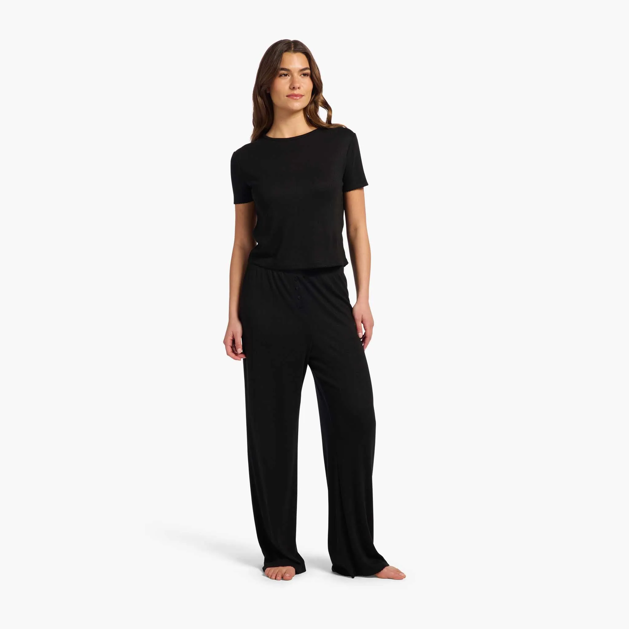 Heart Pointelle Pajama Tee | Black sold by nuuds product image thumbnail 2