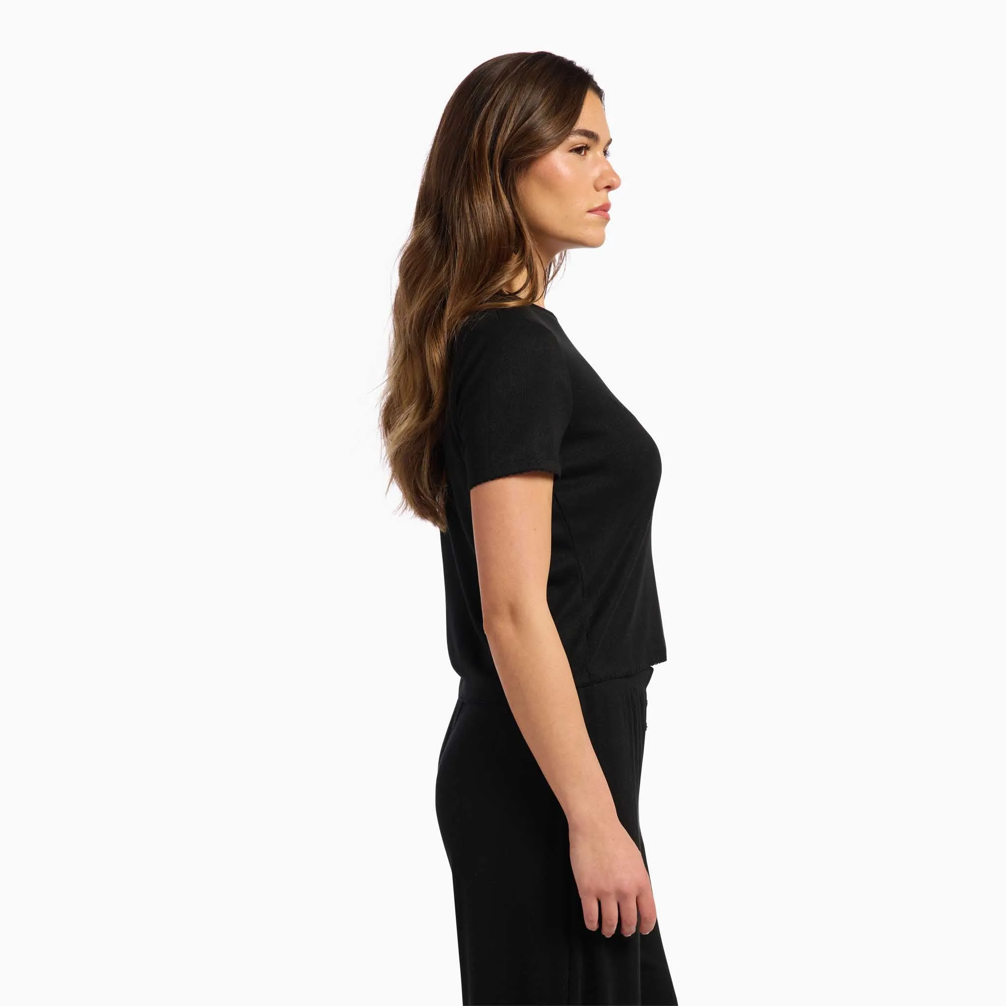 Heart Pointelle Pajama Tee | Black sold by nuuds product image thumbnail 3