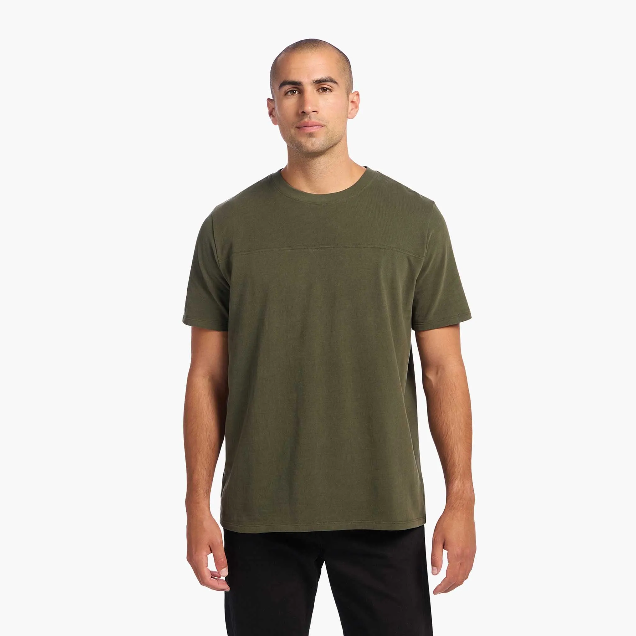 Men's Steady Seamed Tee | Darkest Olive sold by nuuds